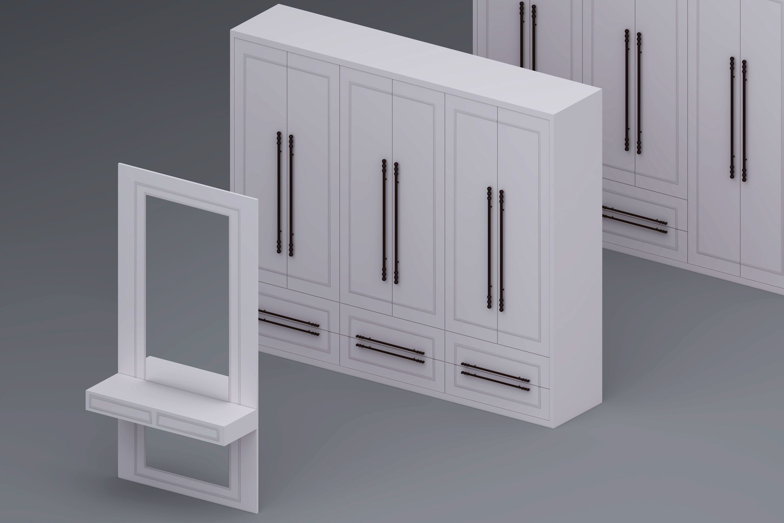 set of cabinets Low-poly 3D model_5