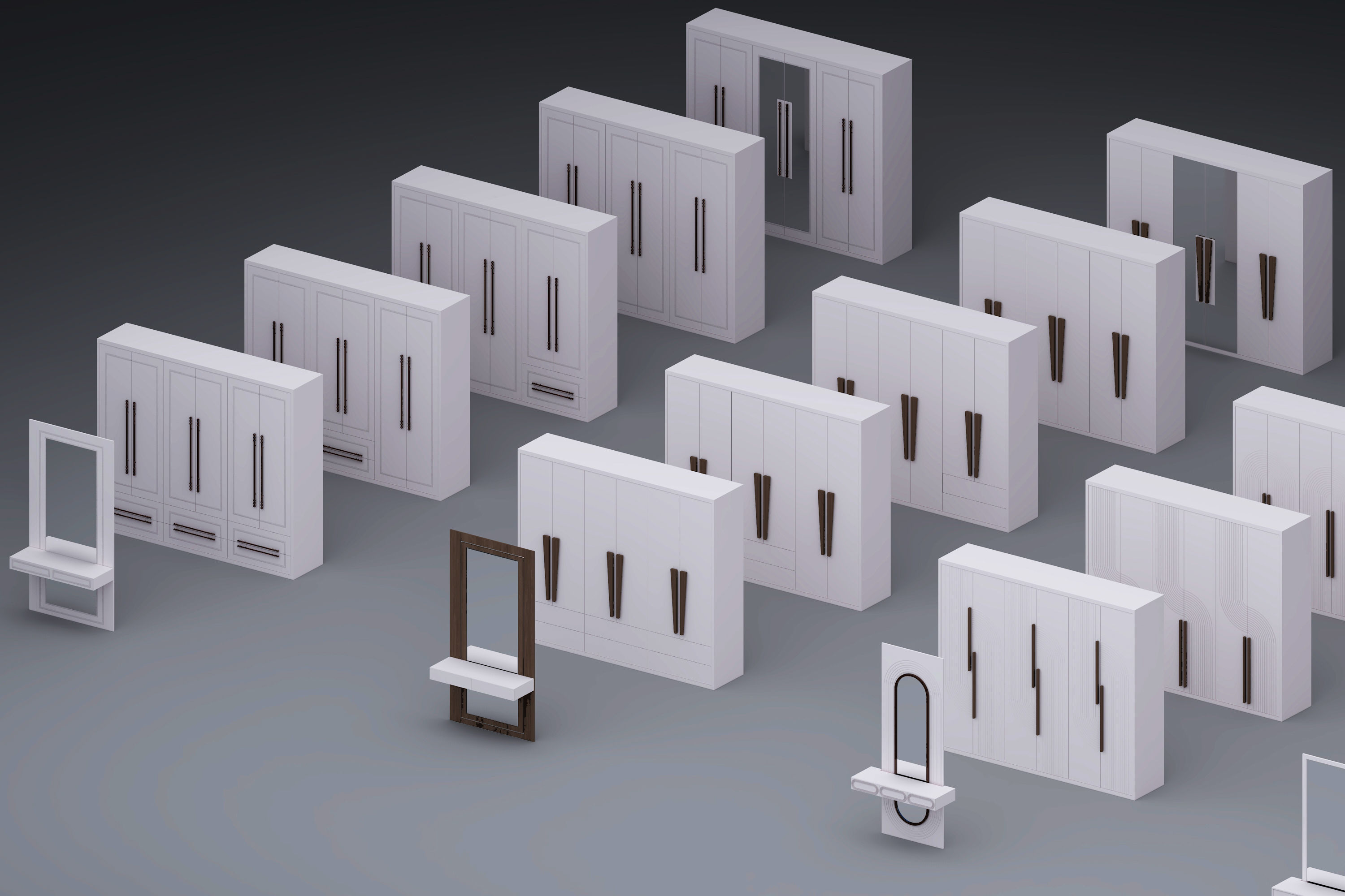 set of cabinets Low-poly 3D model_6