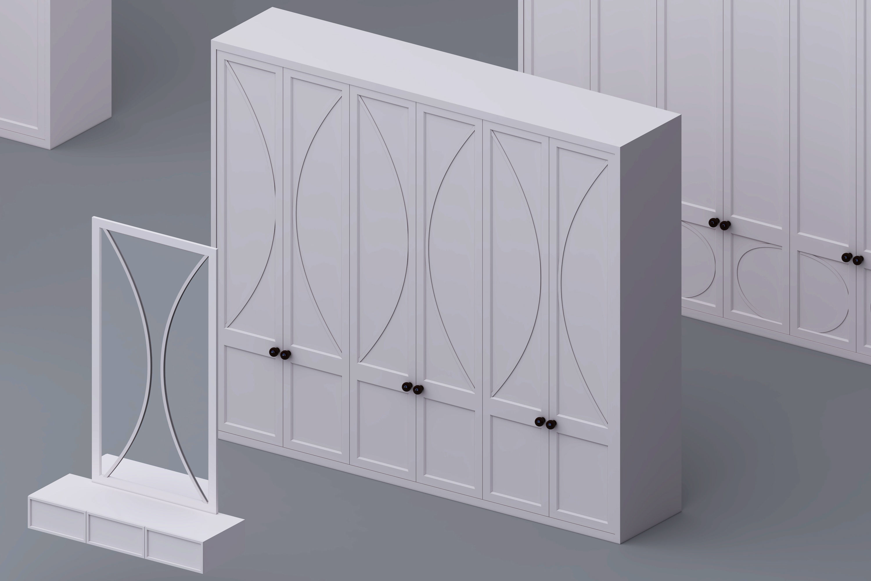 set of cabinets Low-poly 3D model_1
