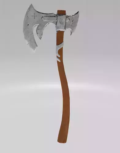 Medieval axe with a double-edged blade Free low-poly 3D model