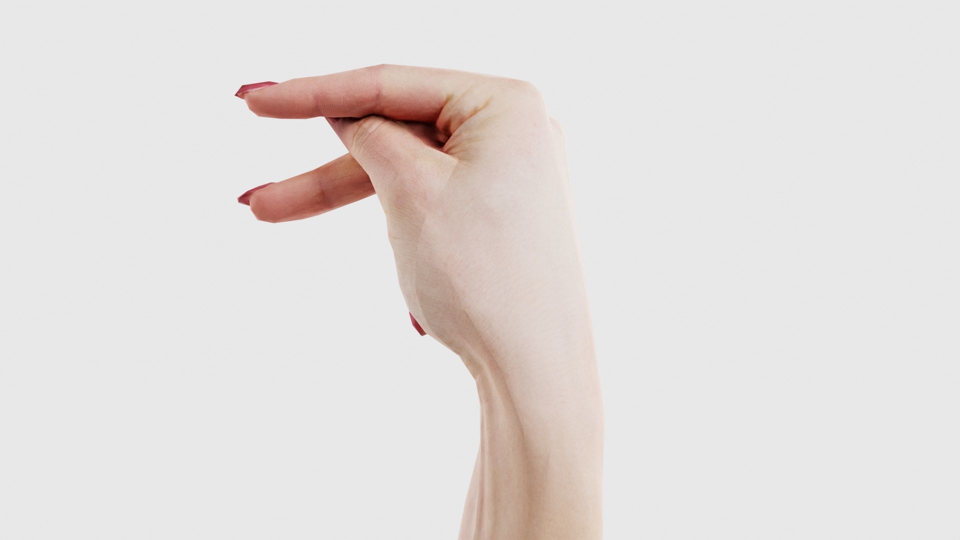 Woman Hand Sign Alphabet P Low-poly 3D model_22