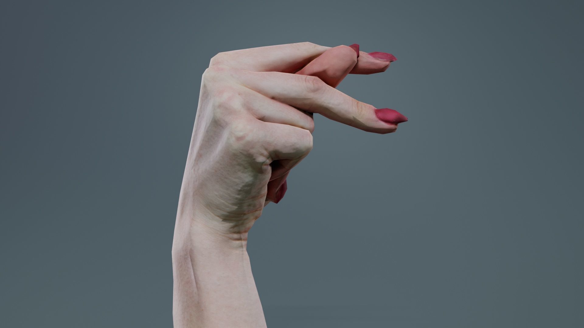 Woman Hand Sign Alphabet P Low-poly 3D model_6