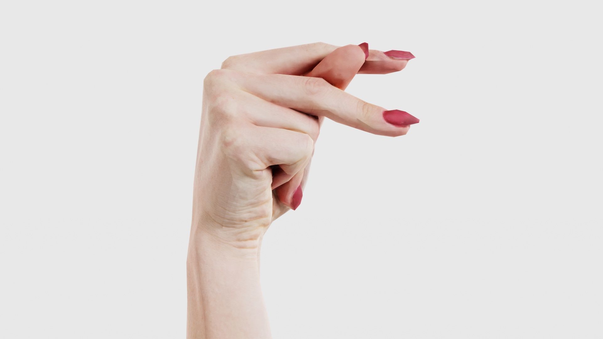 Woman Hand Sign Alphabet P Low-poly 3D model_16