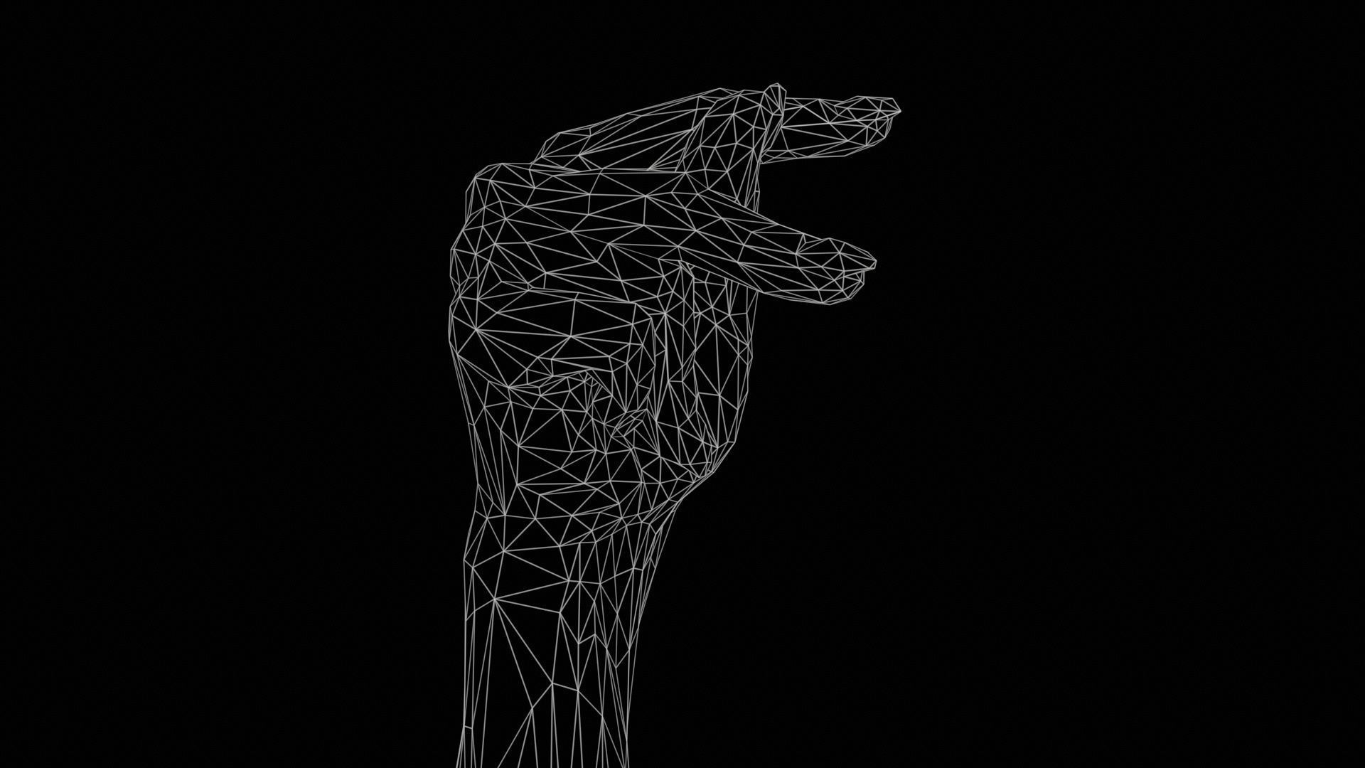 Woman Hand Sign Alphabet P Low-poly 3D model_11