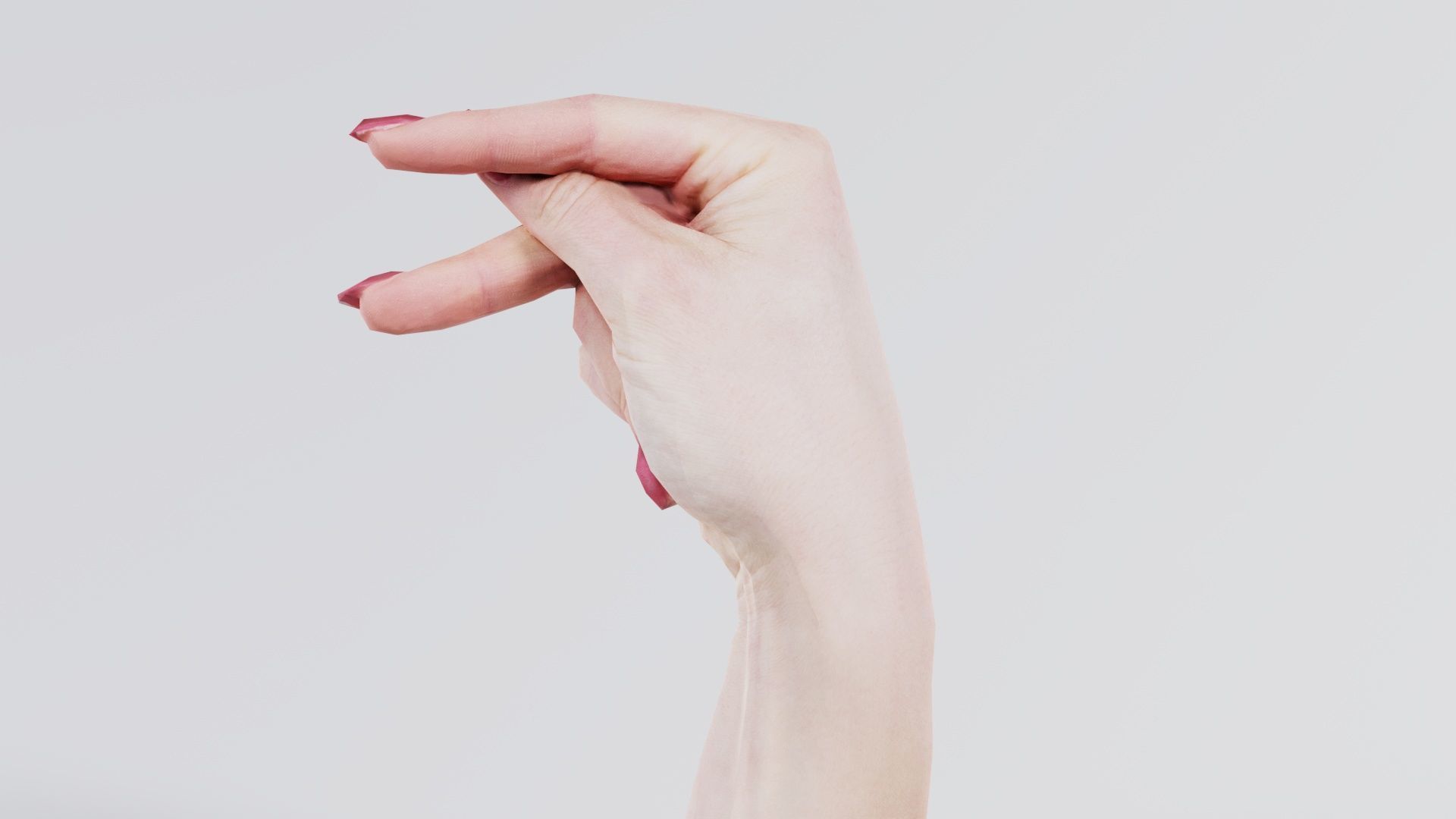 Woman Hand Sign Alphabet P Low-poly 3D model_8