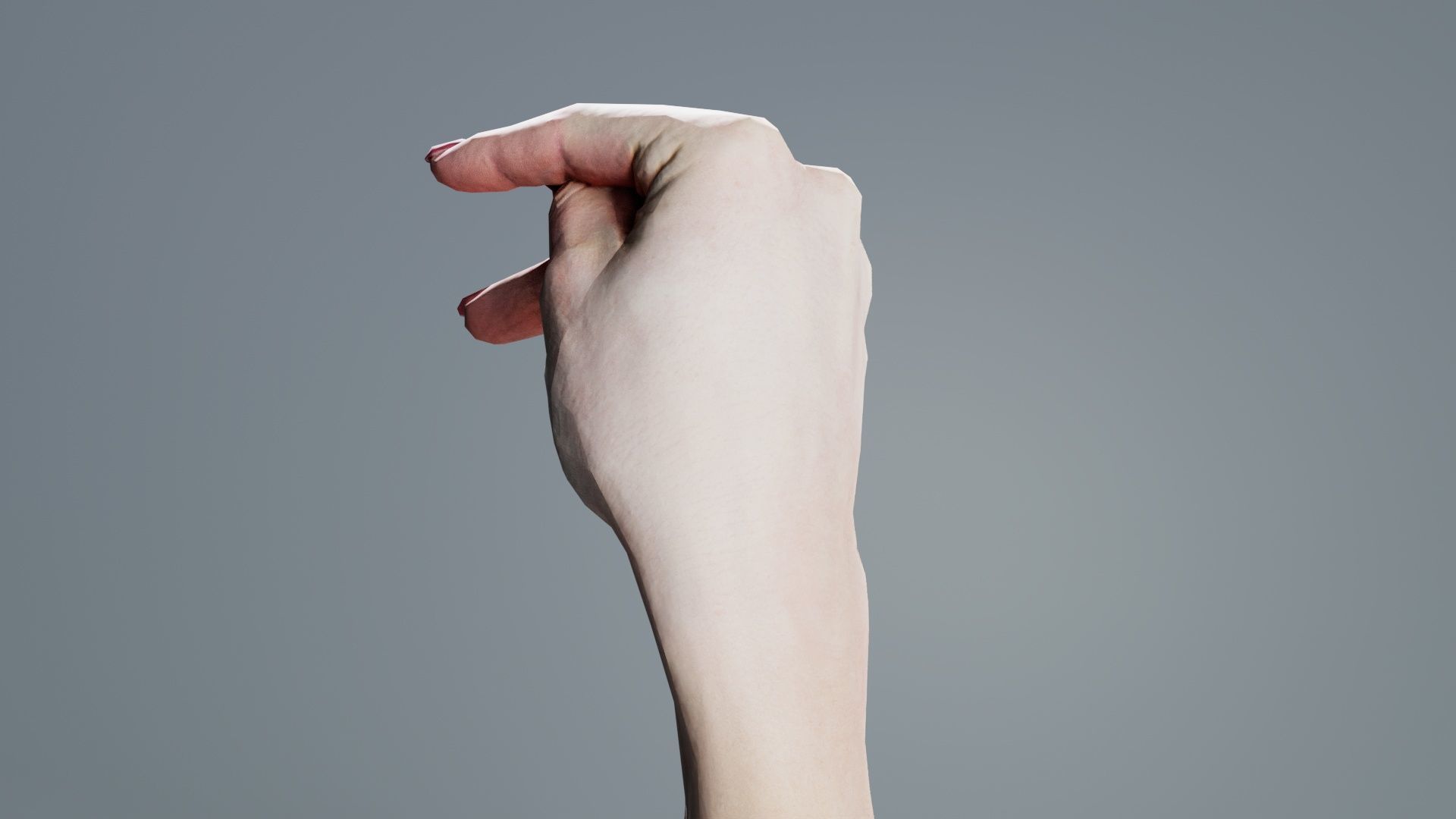 Woman Hand Sign Alphabet P Low-poly 3D model_4