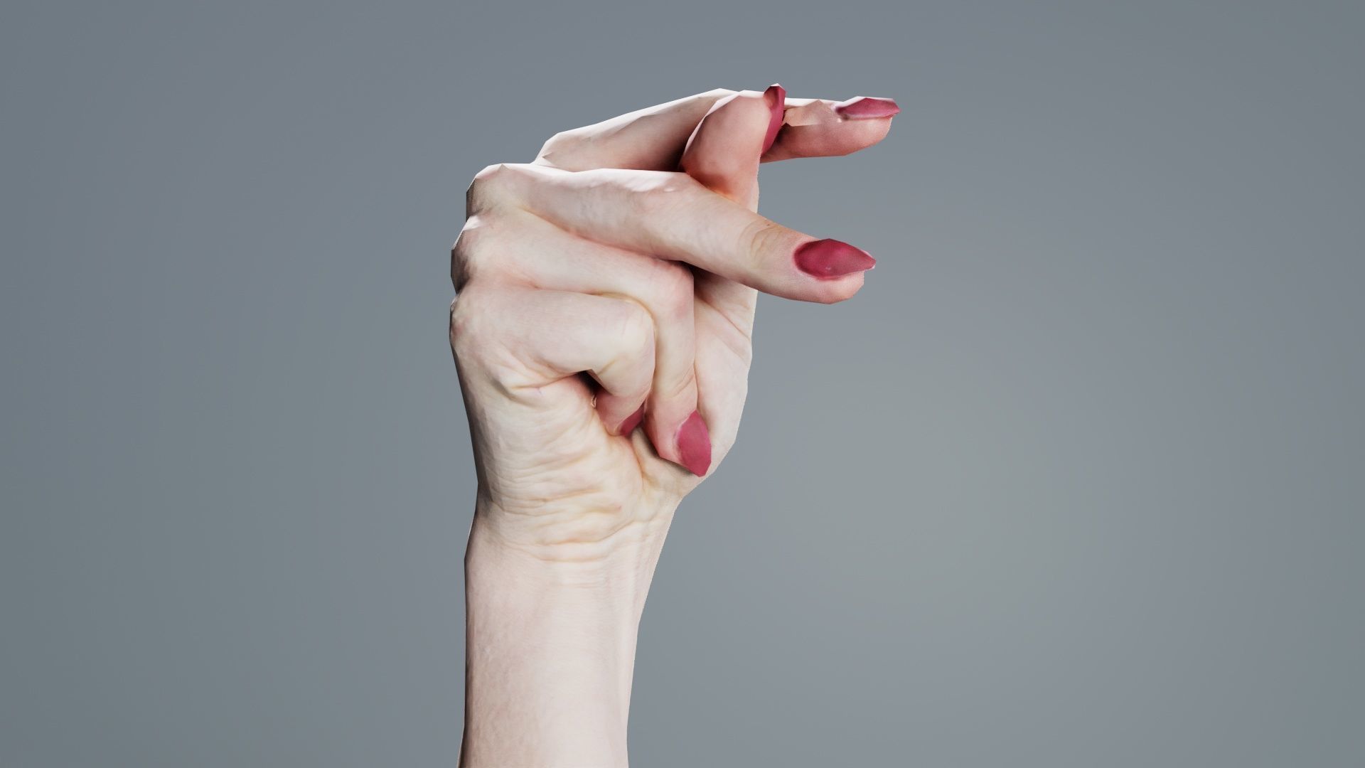 Woman Hand Sign Alphabet P Low-poly 3D model_3