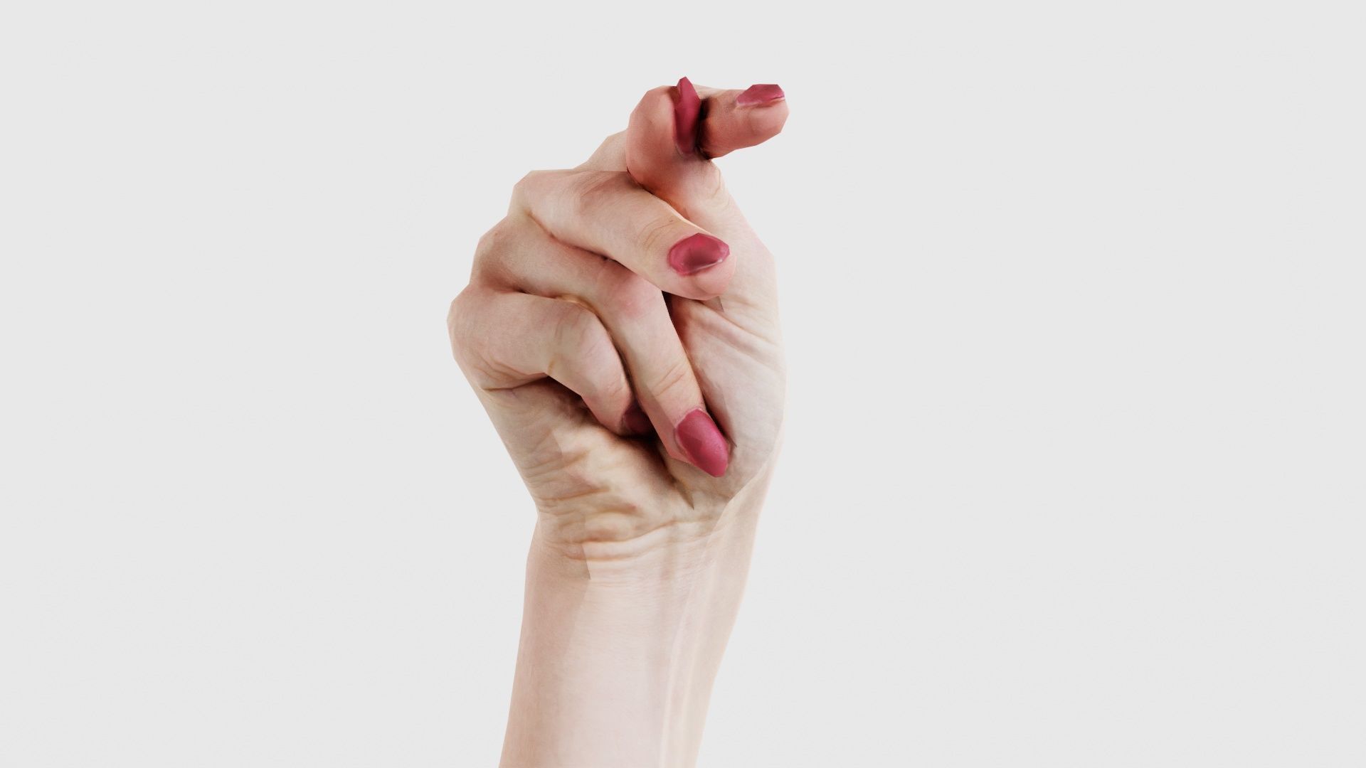 Woman Hand Sign Alphabet P Low-poly 3D model_26