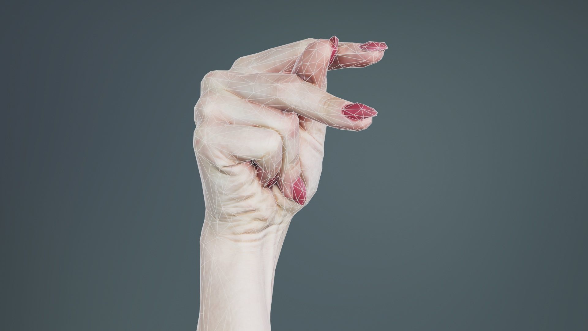 Woman Hand Sign Alphabet P Low-poly 3D model_9