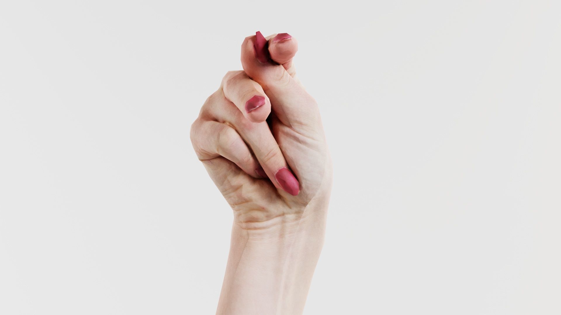 Woman Hand Sign Alphabet P Low-poly 3D model_1