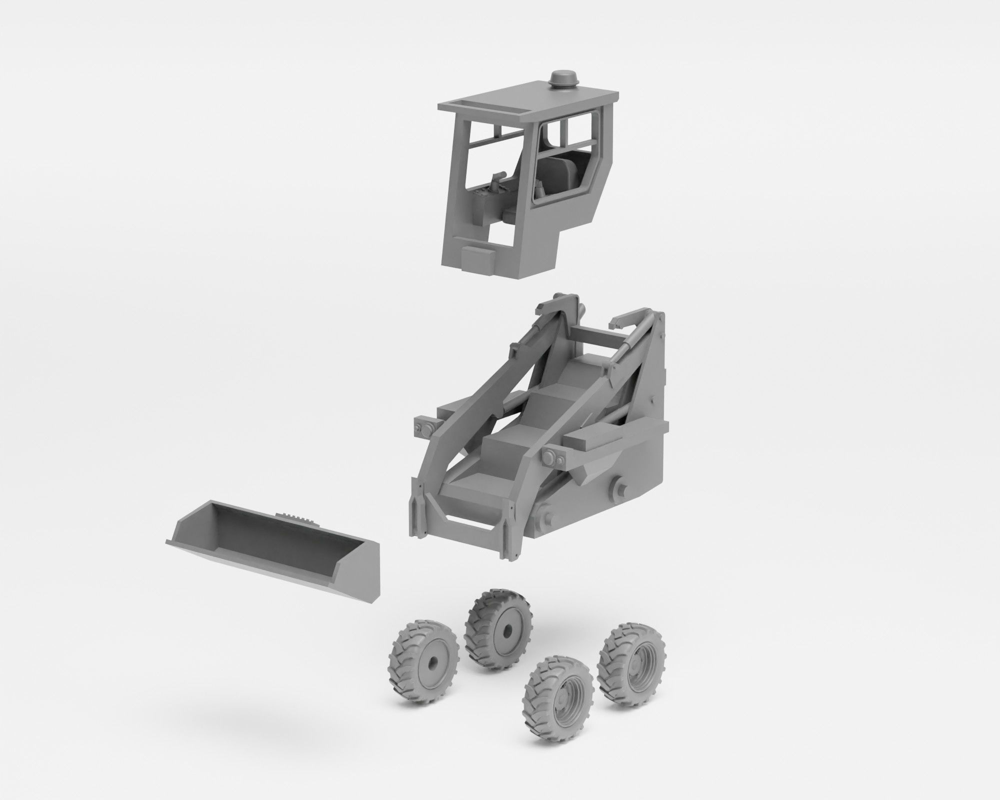 Skid steer loader - H0 scale construction equipment kit 3D print model_4