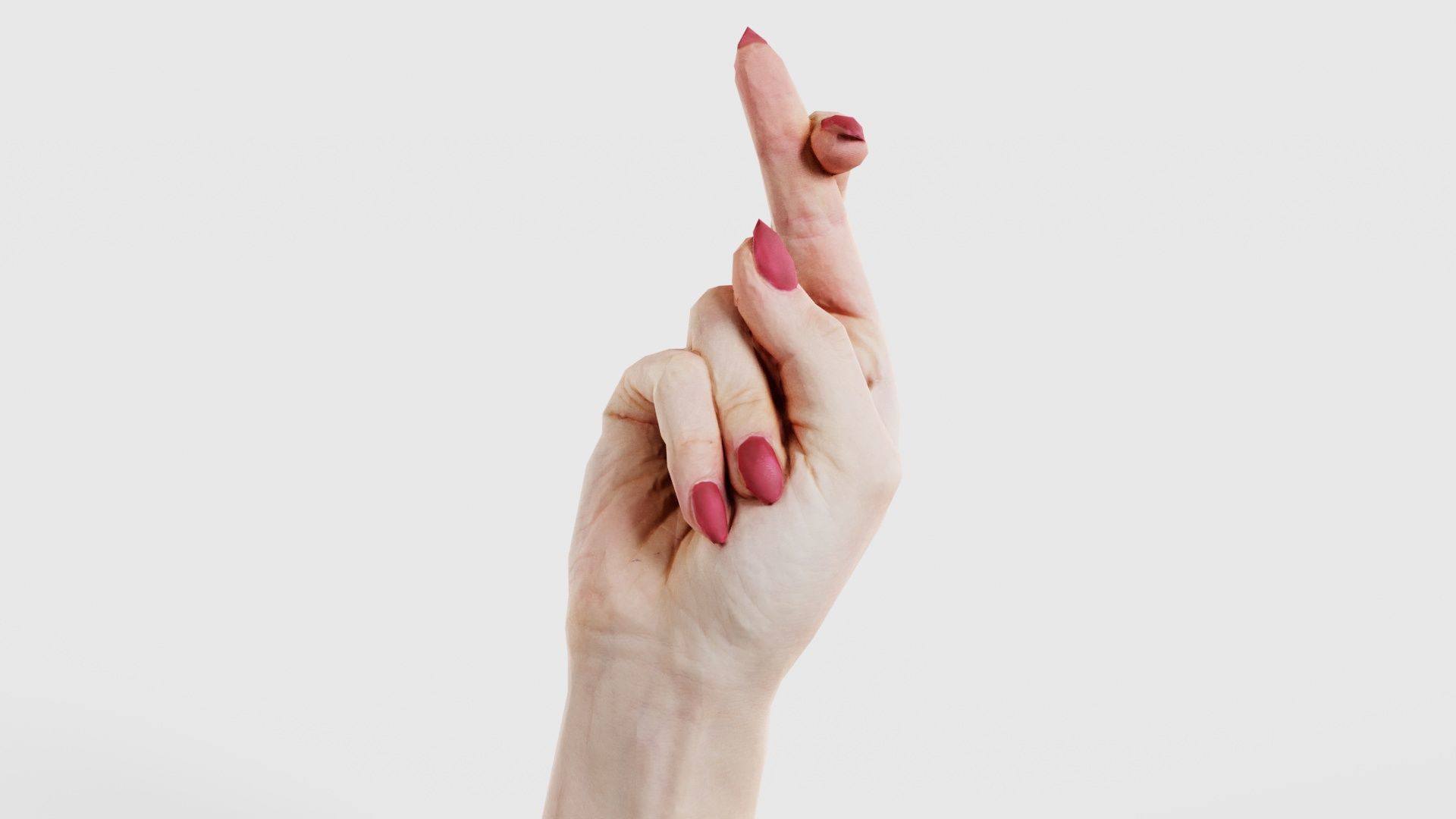 Woman Hand Sign Alphabet R Low-poly 3D model_15
