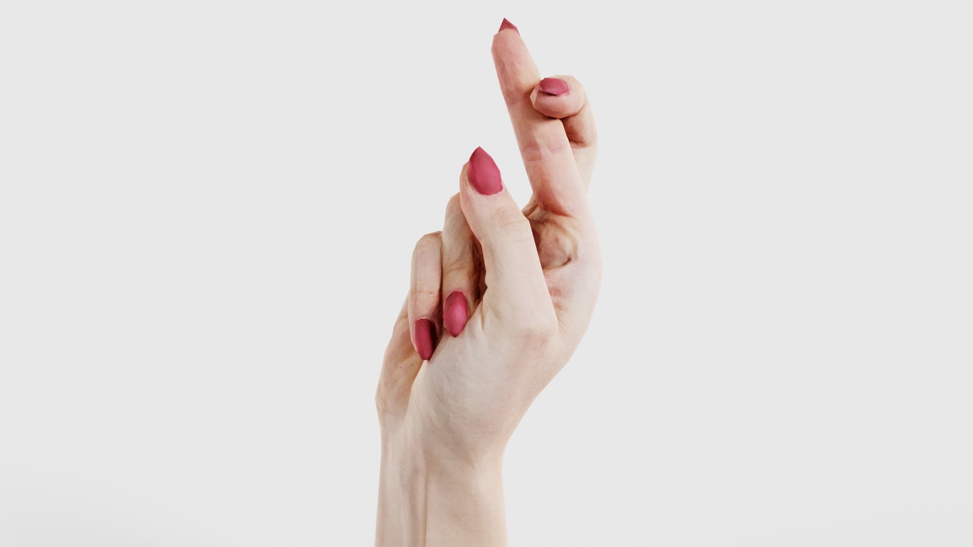 Woman Hand Sign Alphabet R Low-poly 3D model_26