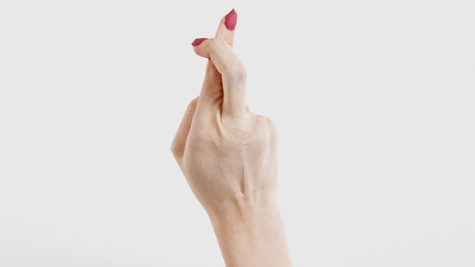 Woman Hand Sign Alphabet R Low-poly 3D model_22