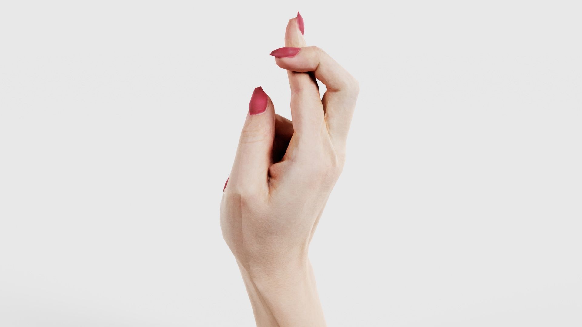 Woman Hand Sign Alphabet R Low-poly 3D model_24