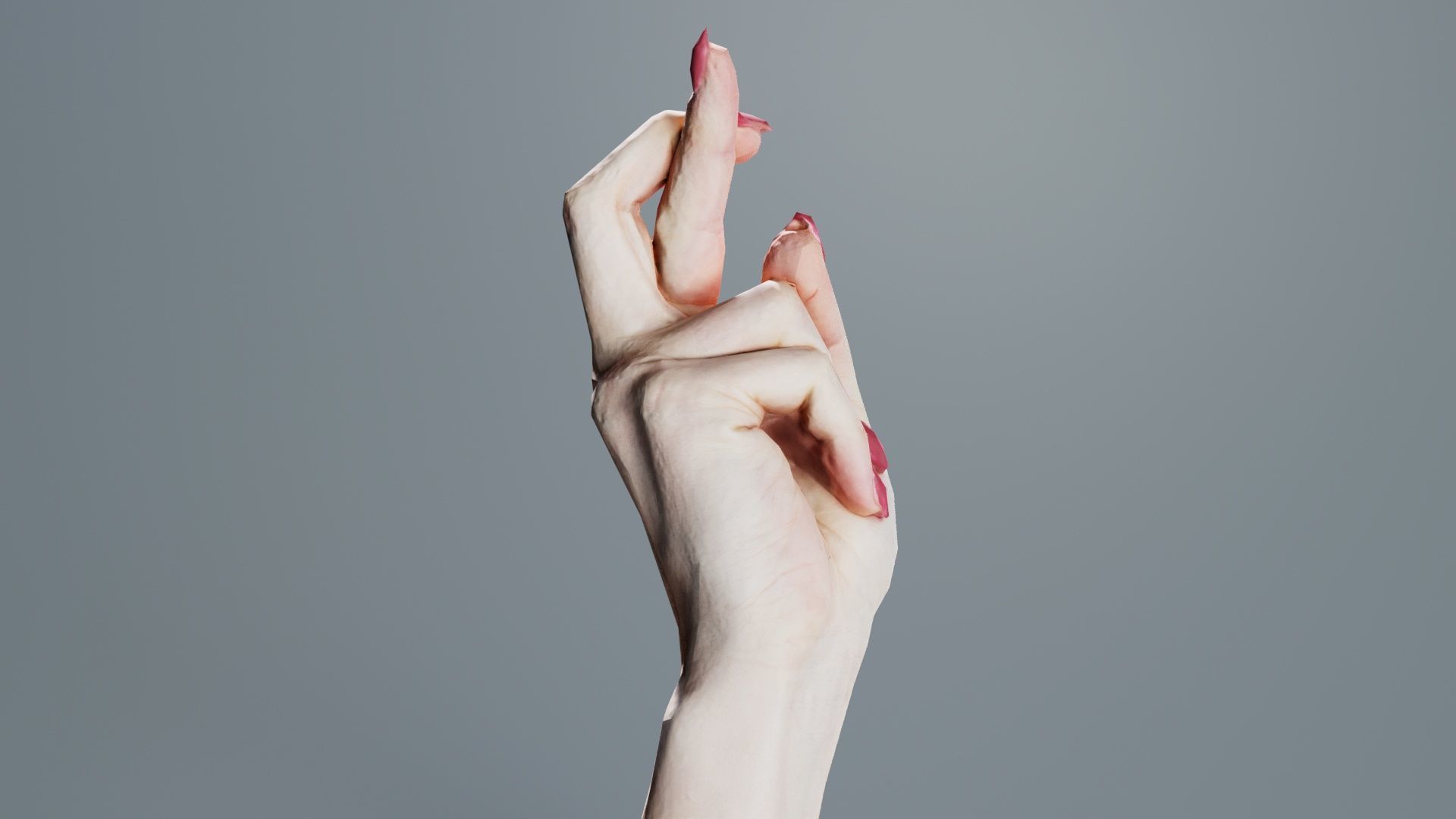 Woman Hand Sign Alphabet R Low-poly 3D model_7