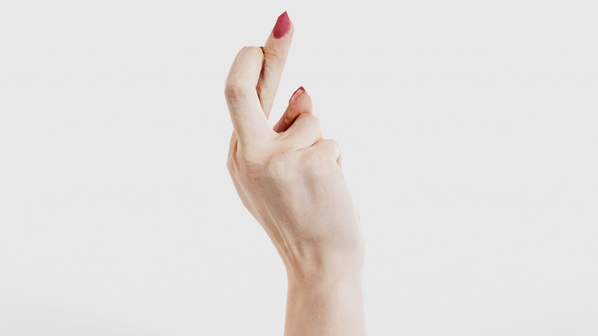 Woman Hand Sign Alphabet R Low-poly 3D model_20