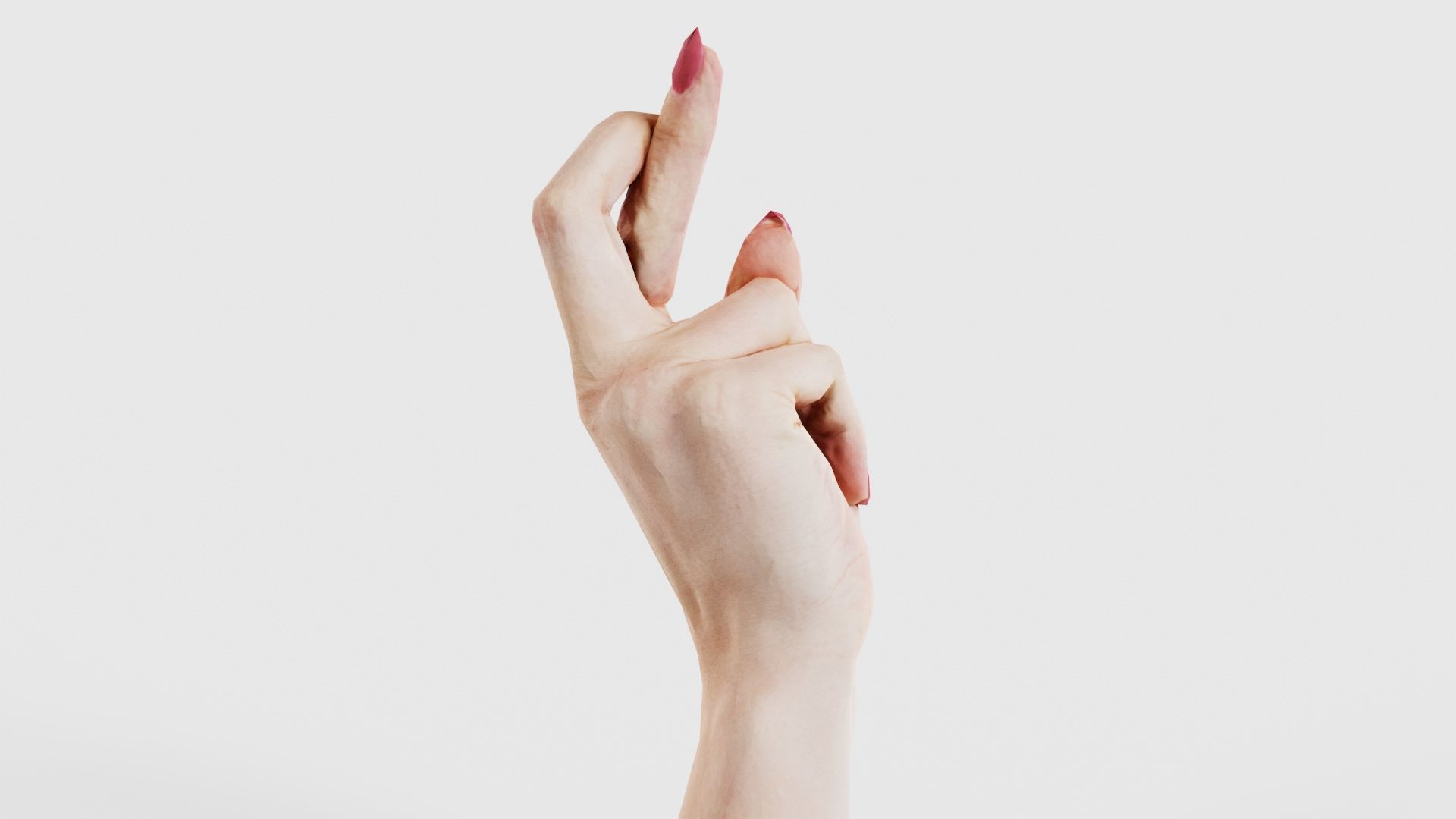 Woman Hand Sign Alphabet R Low-poly 3D model_19