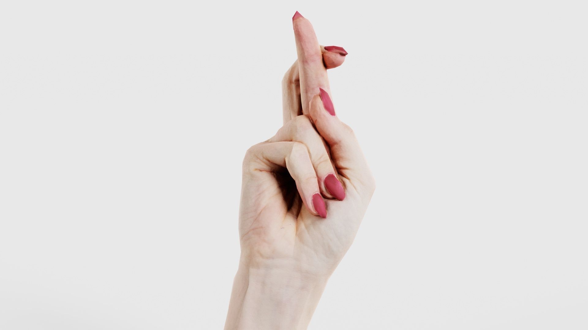 Woman Hand Sign Alphabet R Low-poly 3D model_16