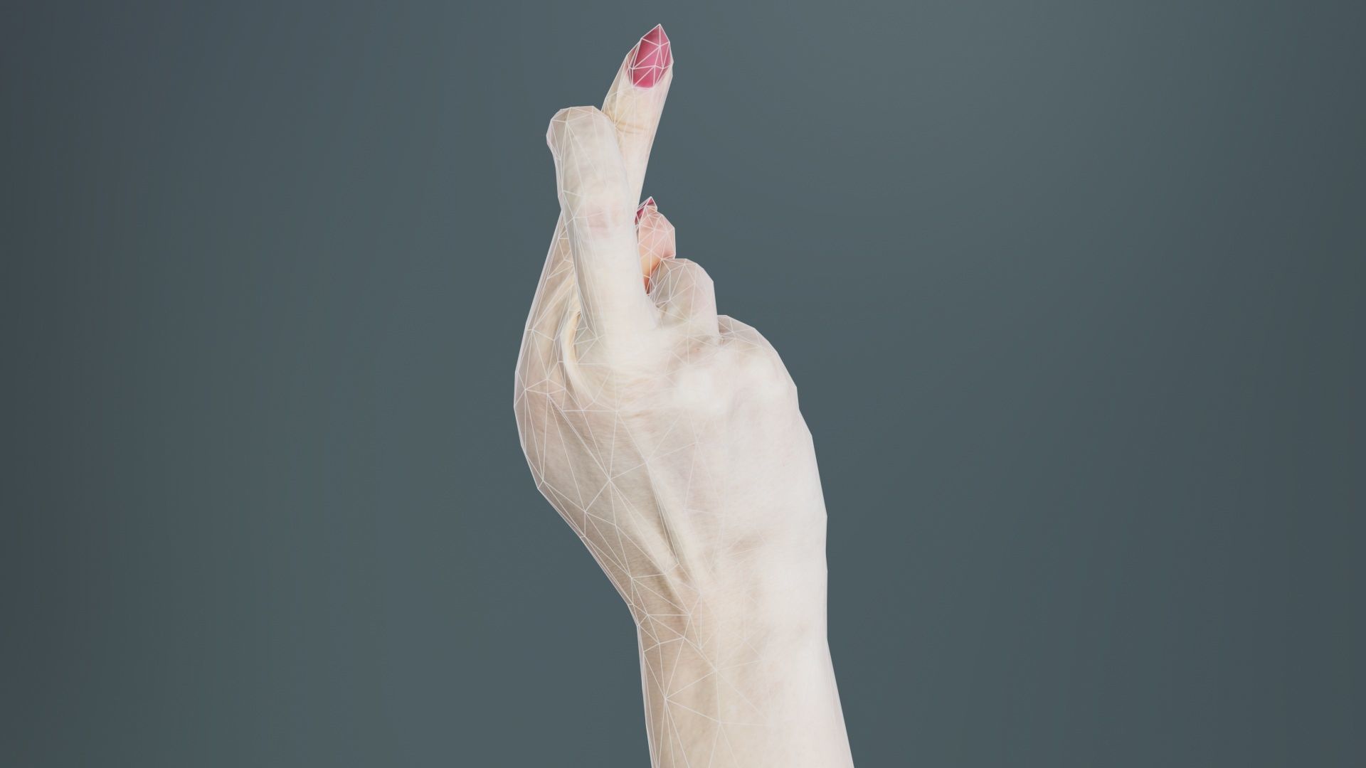Woman Hand Sign Alphabet R Low-poly 3D model_10