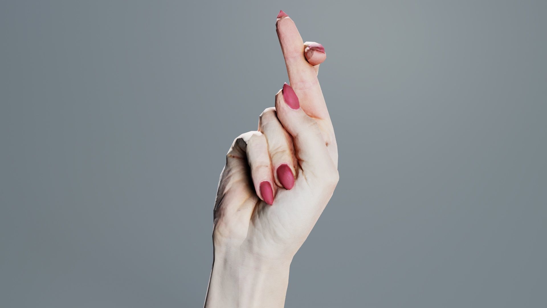 Woman Hand Sign Alphabet R Low-poly 3D model_3