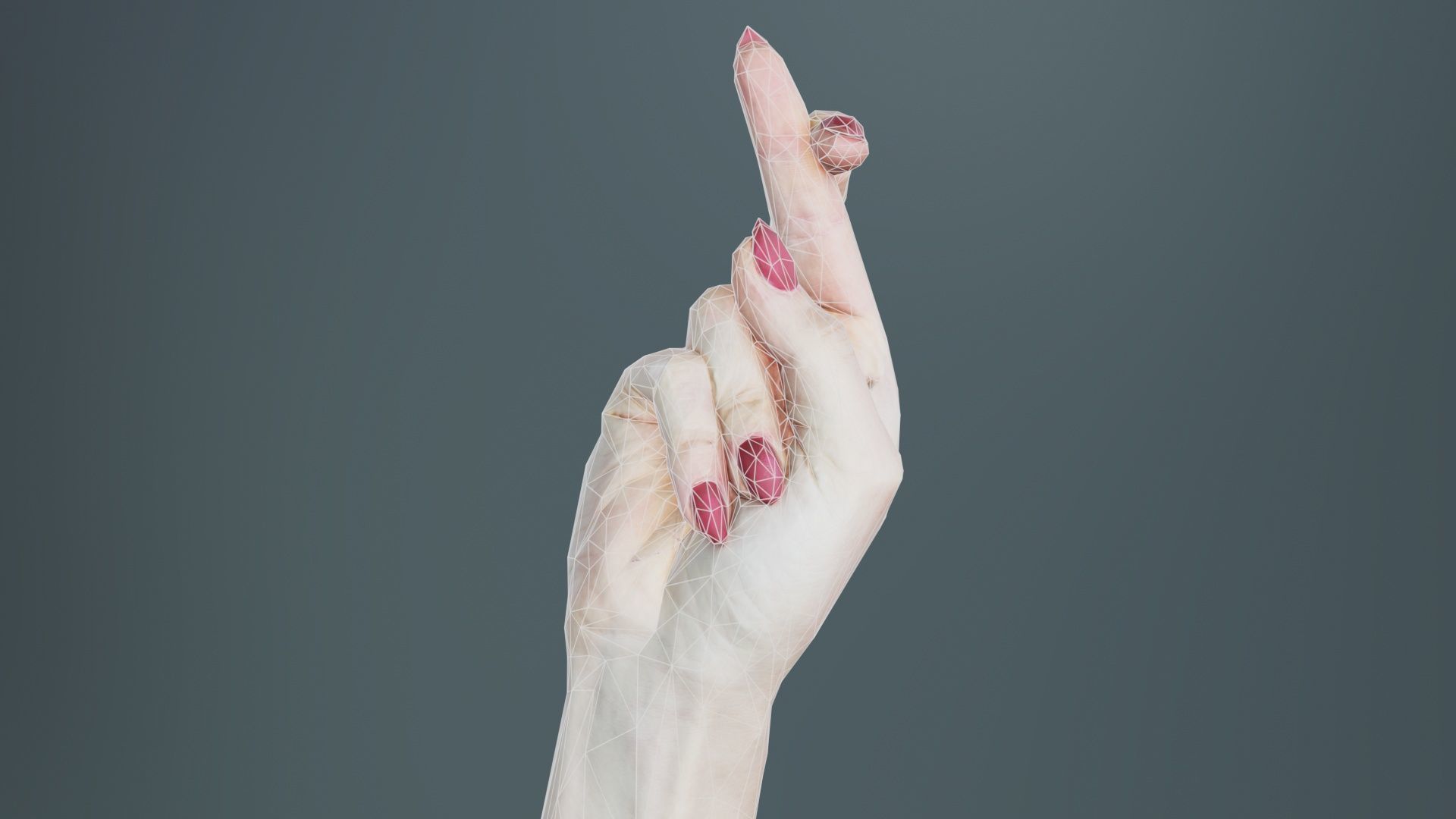 Woman Hand Sign Alphabet R Low-poly 3D model_9