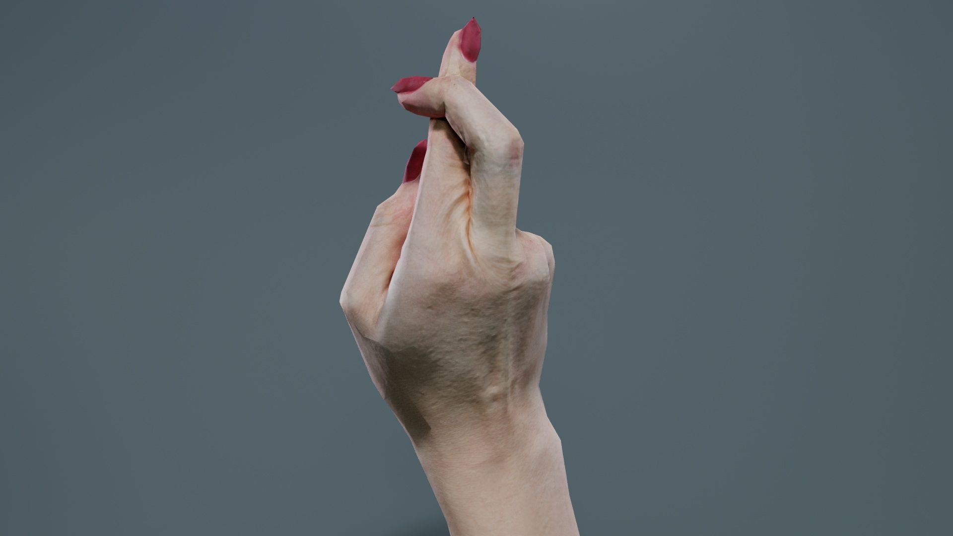 Woman Hand Sign Alphabet R Low-poly 3D model_1