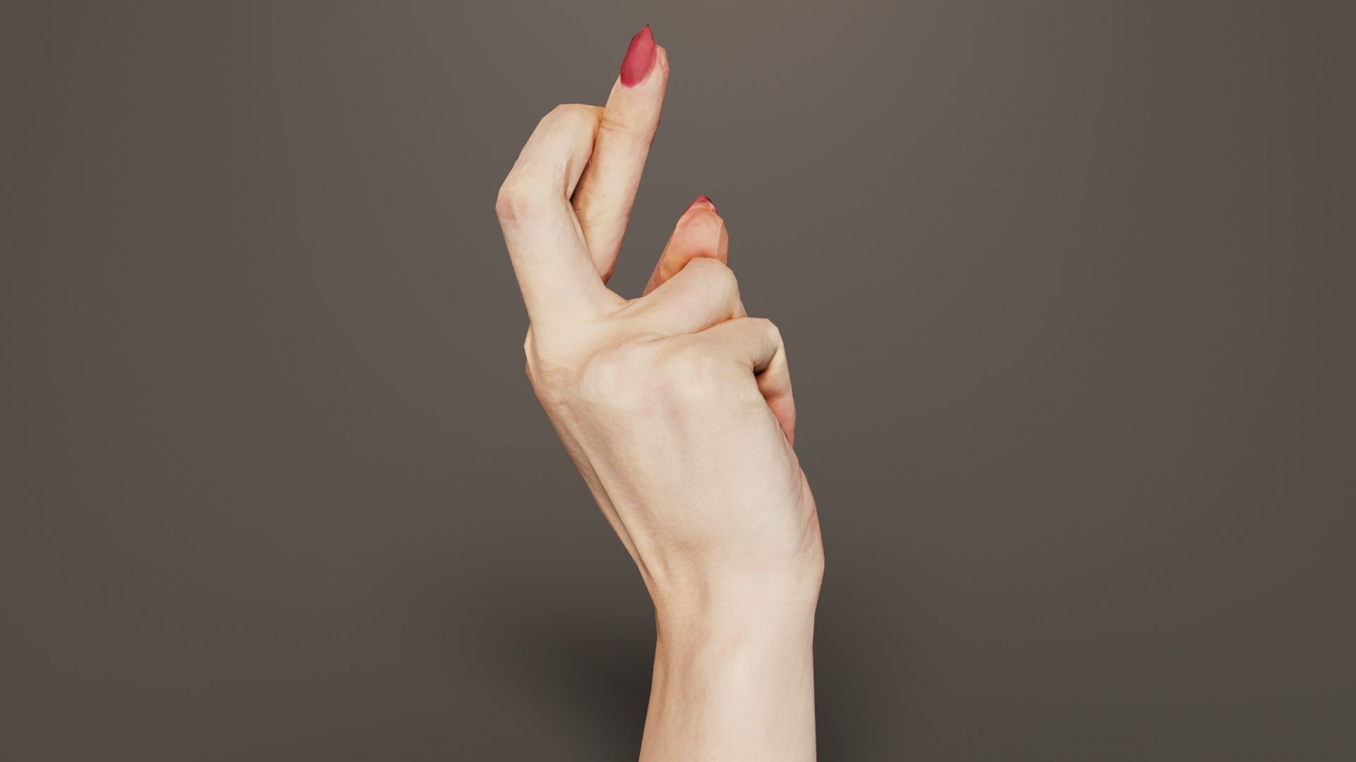 Woman Hand Sign Alphabet R Low-poly 3D model_4