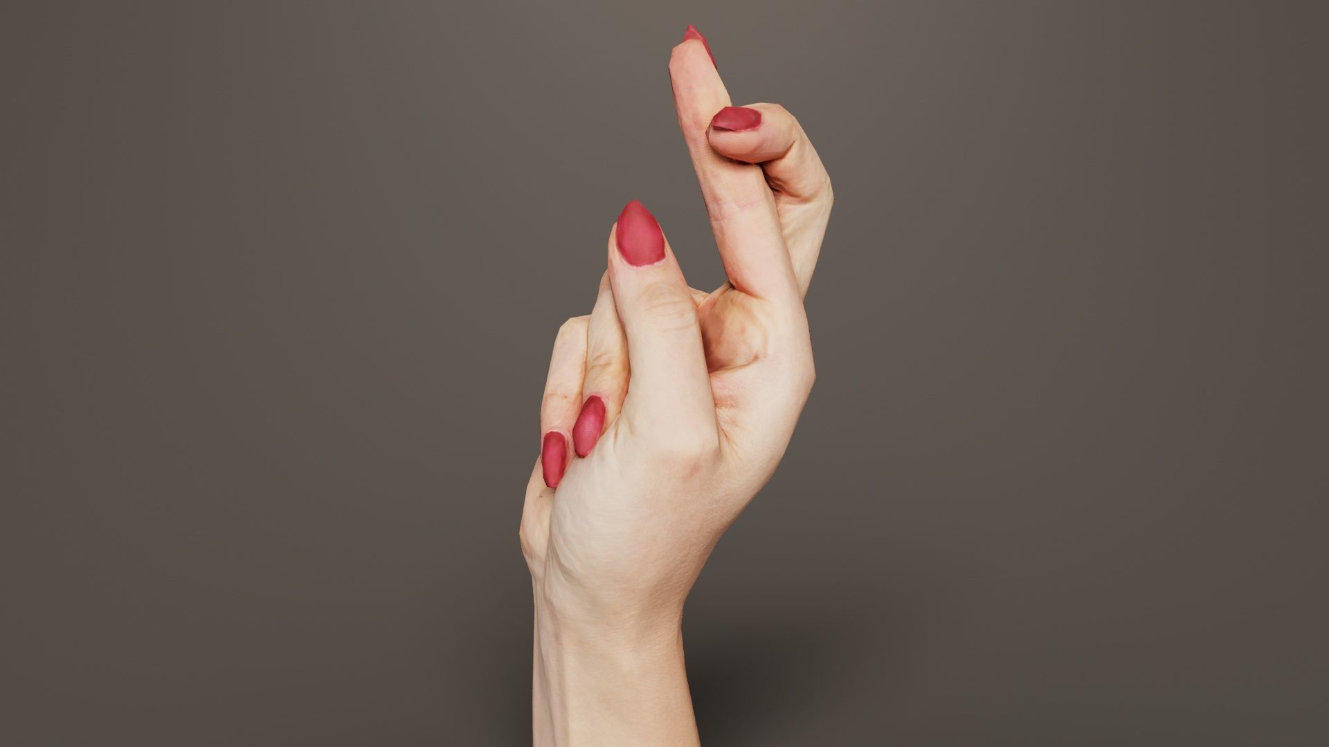 Woman Hand Sign Alphabet R Low-poly 3D model_6