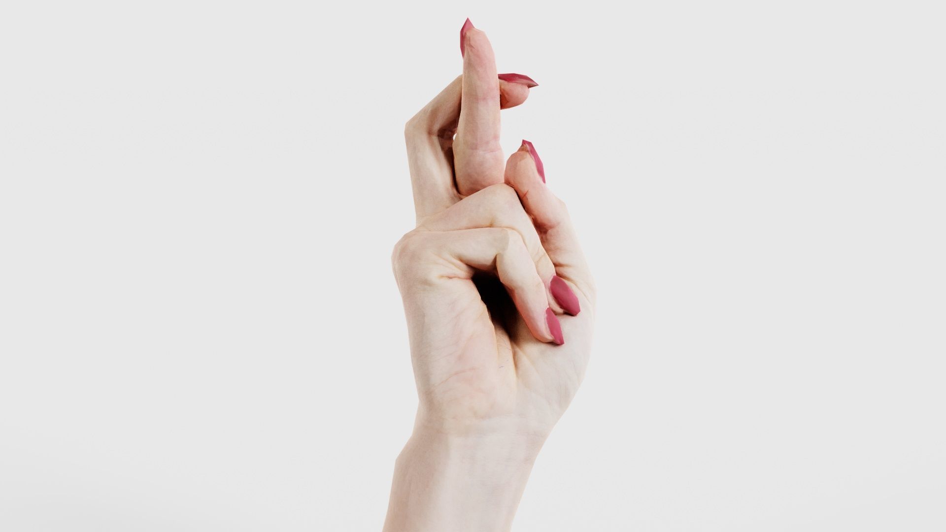 Woman Hand Sign Alphabet R Low-poly 3D model_17