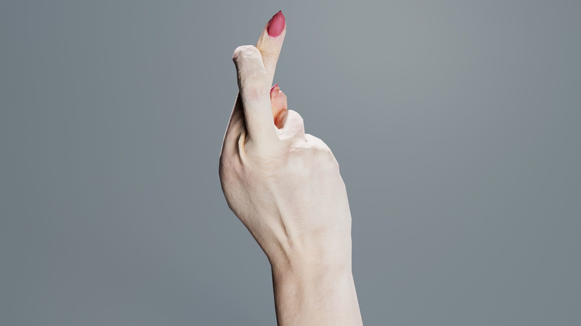 Woman Hand Sign Alphabet R Low-poly 3D model_8