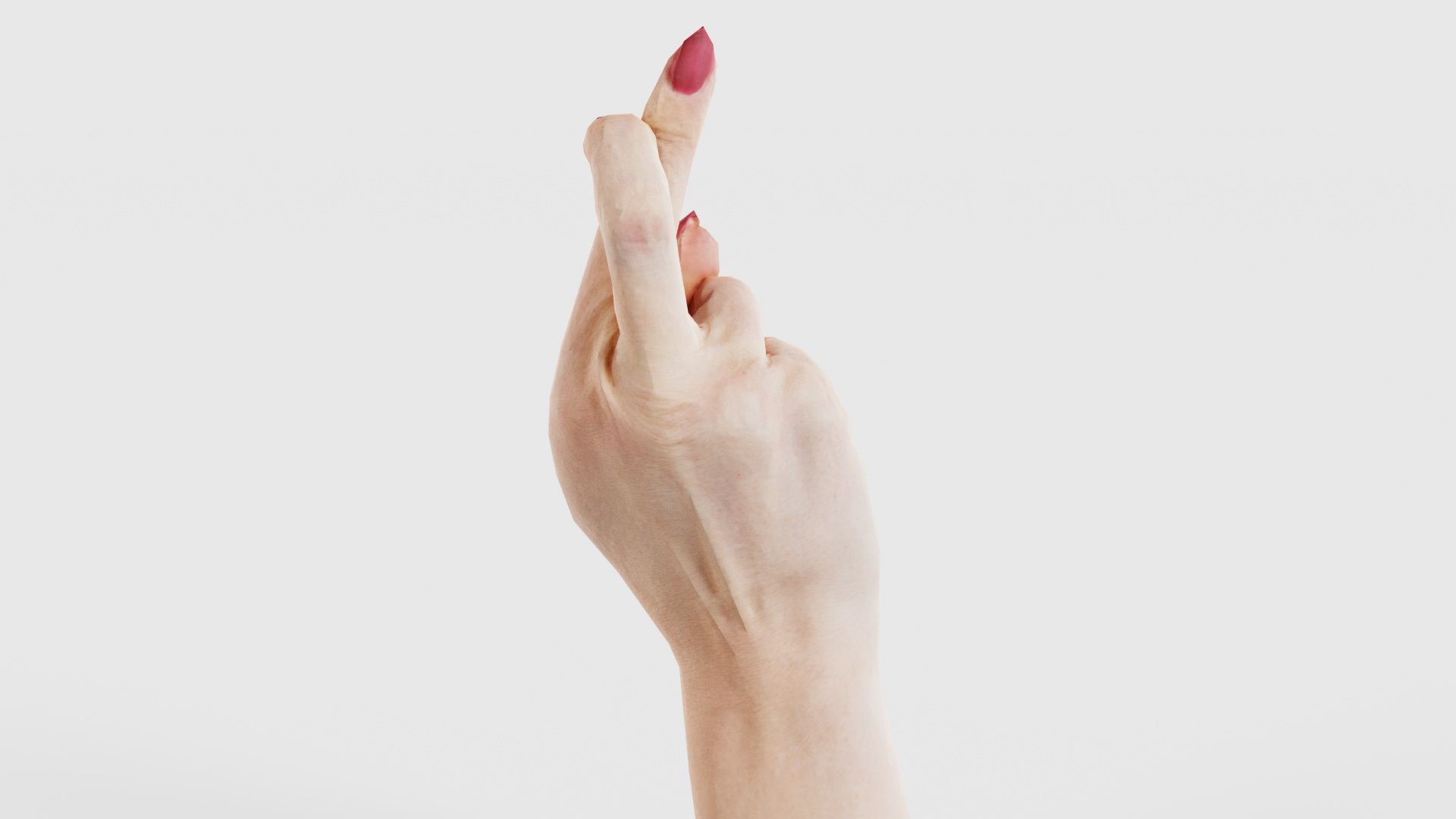 Woman Hand Sign Alphabet R Low-poly 3D model_21