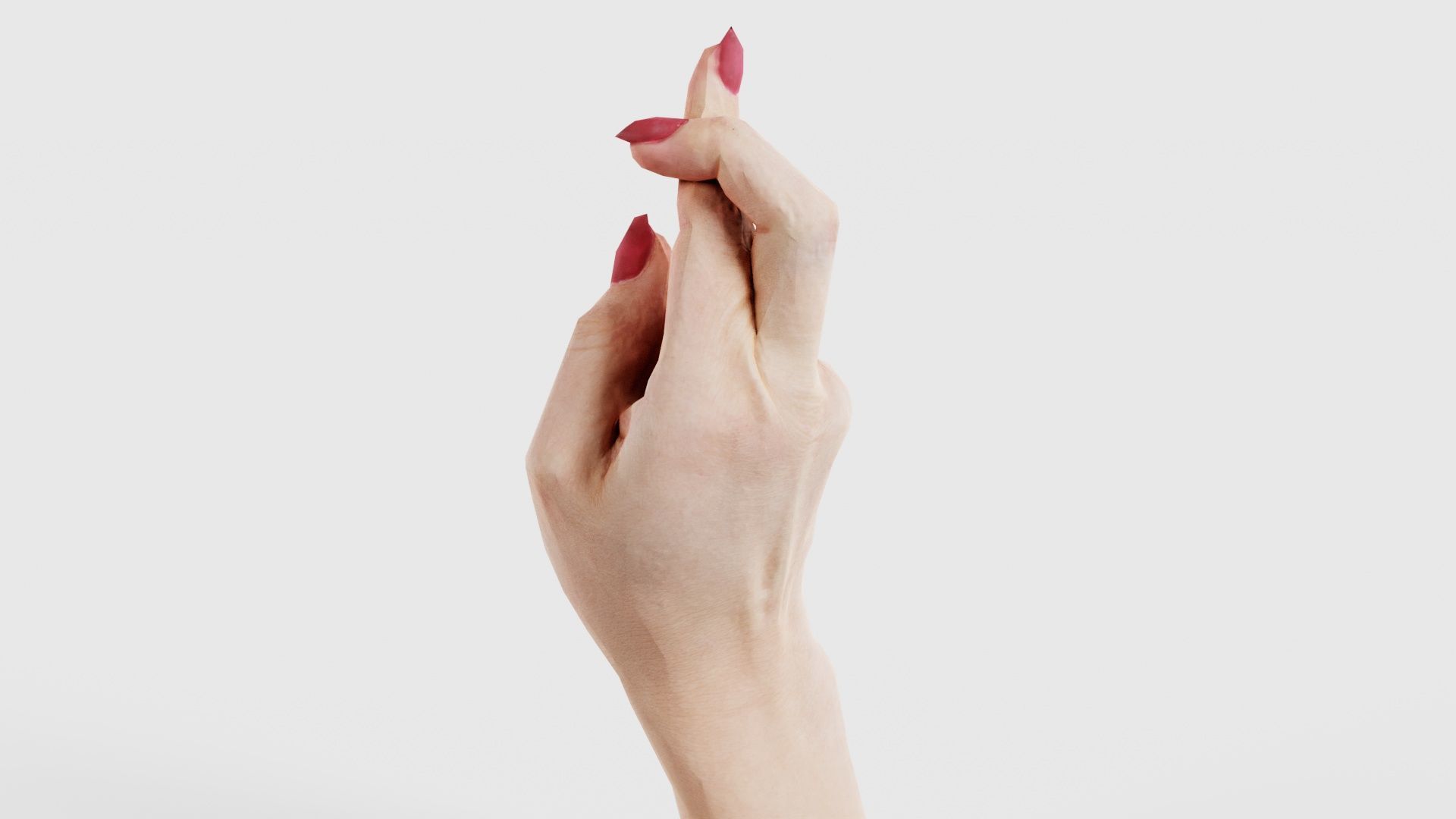 Woman Hand Sign Alphabet R Low-poly 3D model_23