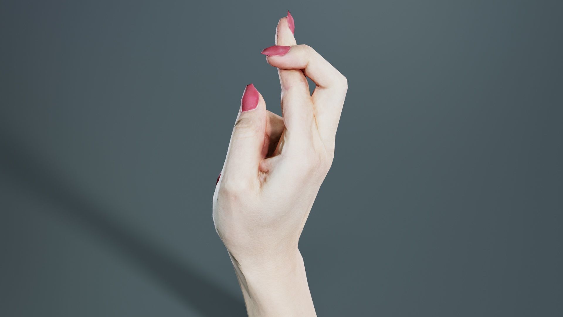 Woman Hand Sign Alphabet R Low-poly 3D model_5