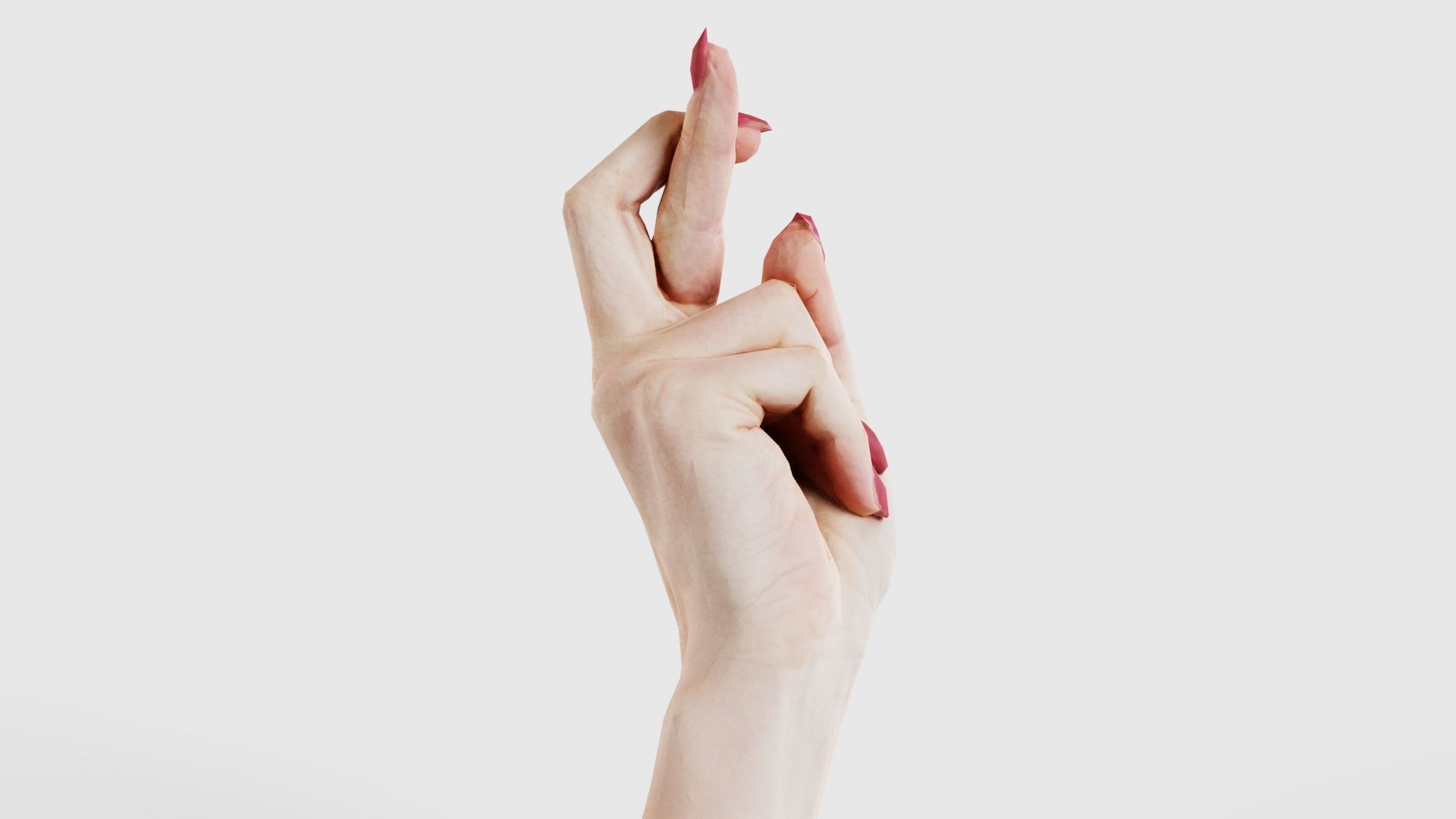 Woman Hand Sign Alphabet R Low-poly 3D model_18