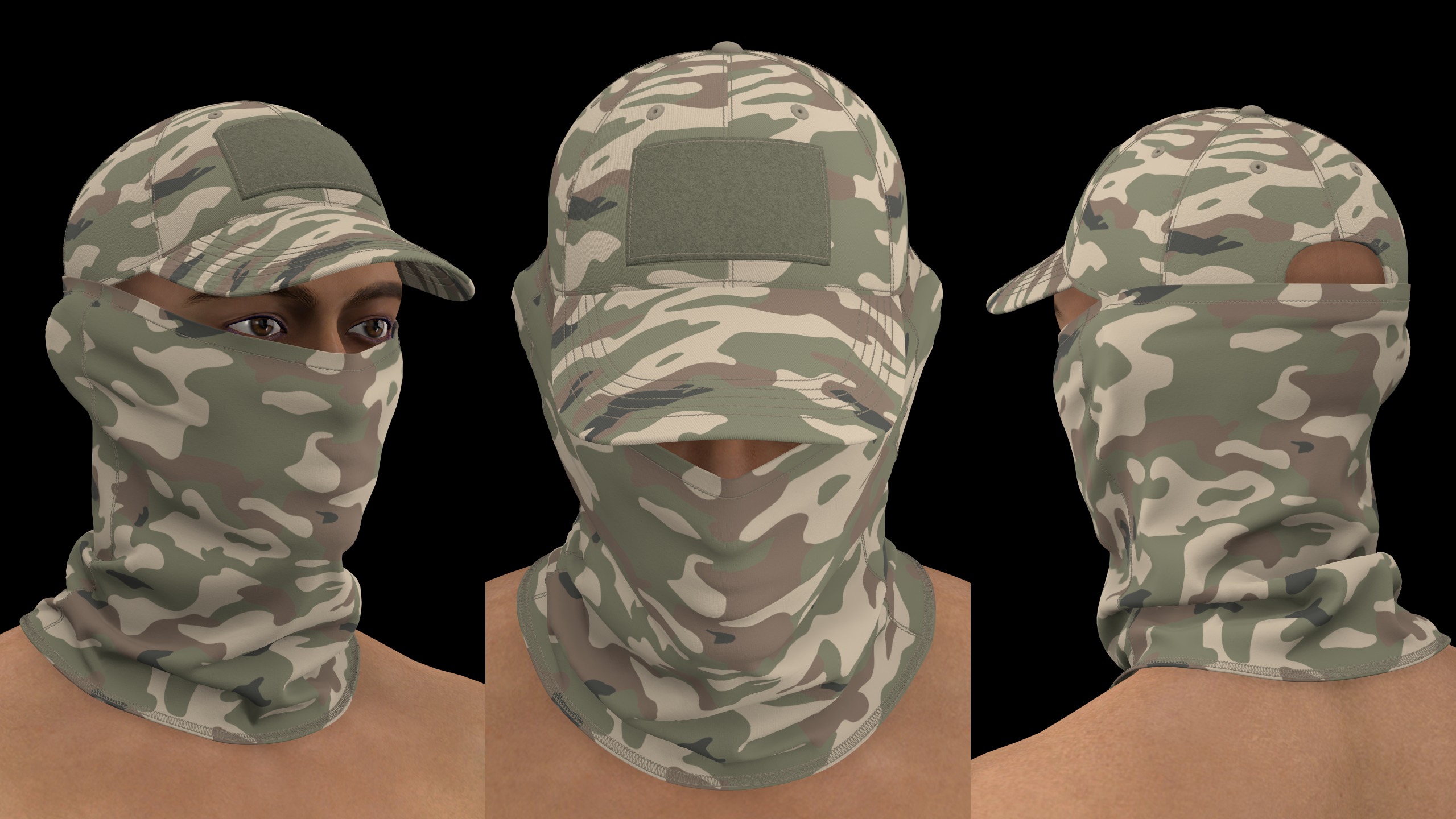 MILITARY CAP with BUFF mv2 highpoly 3D model_2