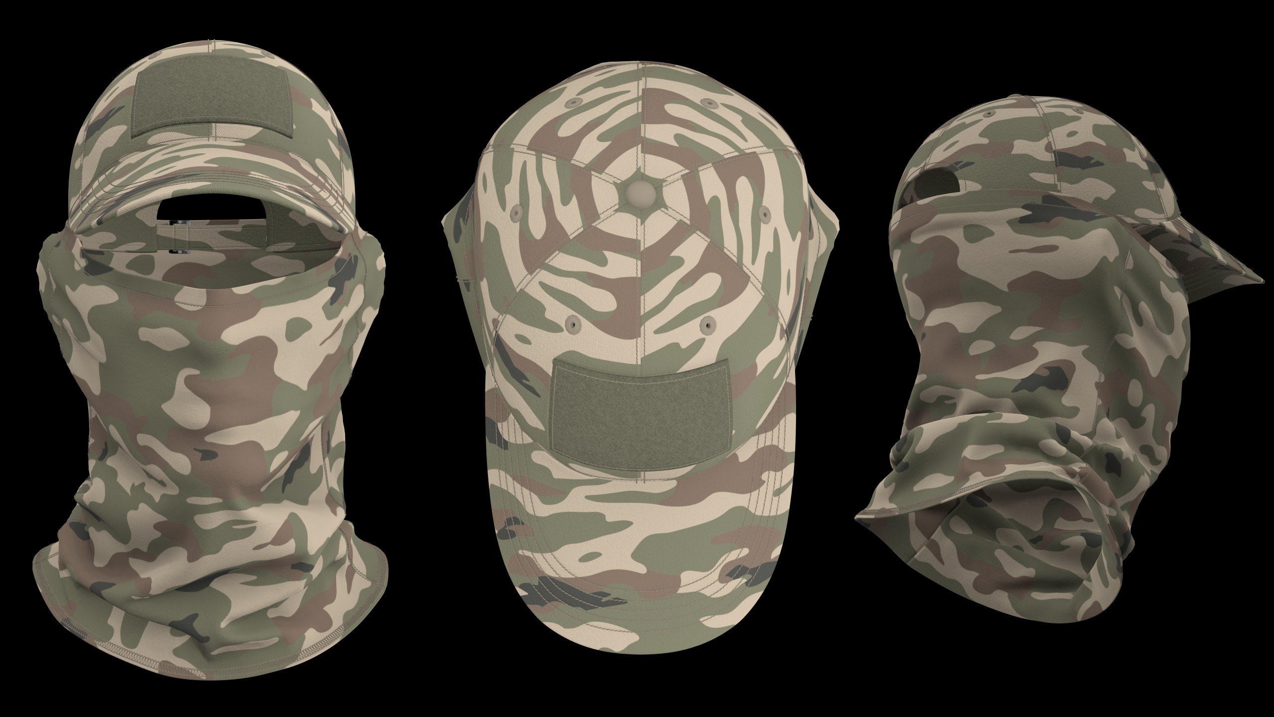 MILITARY CAP with BUFF mv2 highpoly 3D model_4