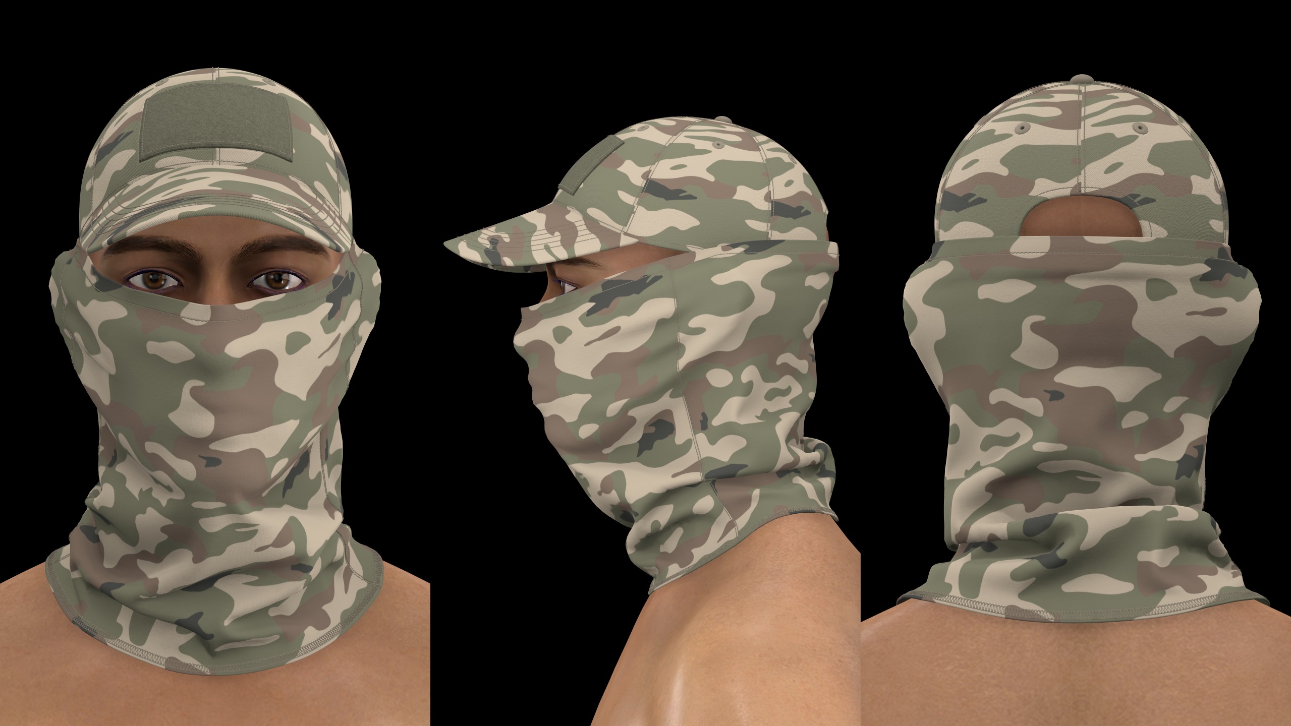 MILITARY CAP with BUFF mv2 highpoly 3D model_1