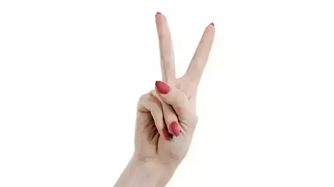Woman Hand Sign Alphabet V Low-poly 3D model