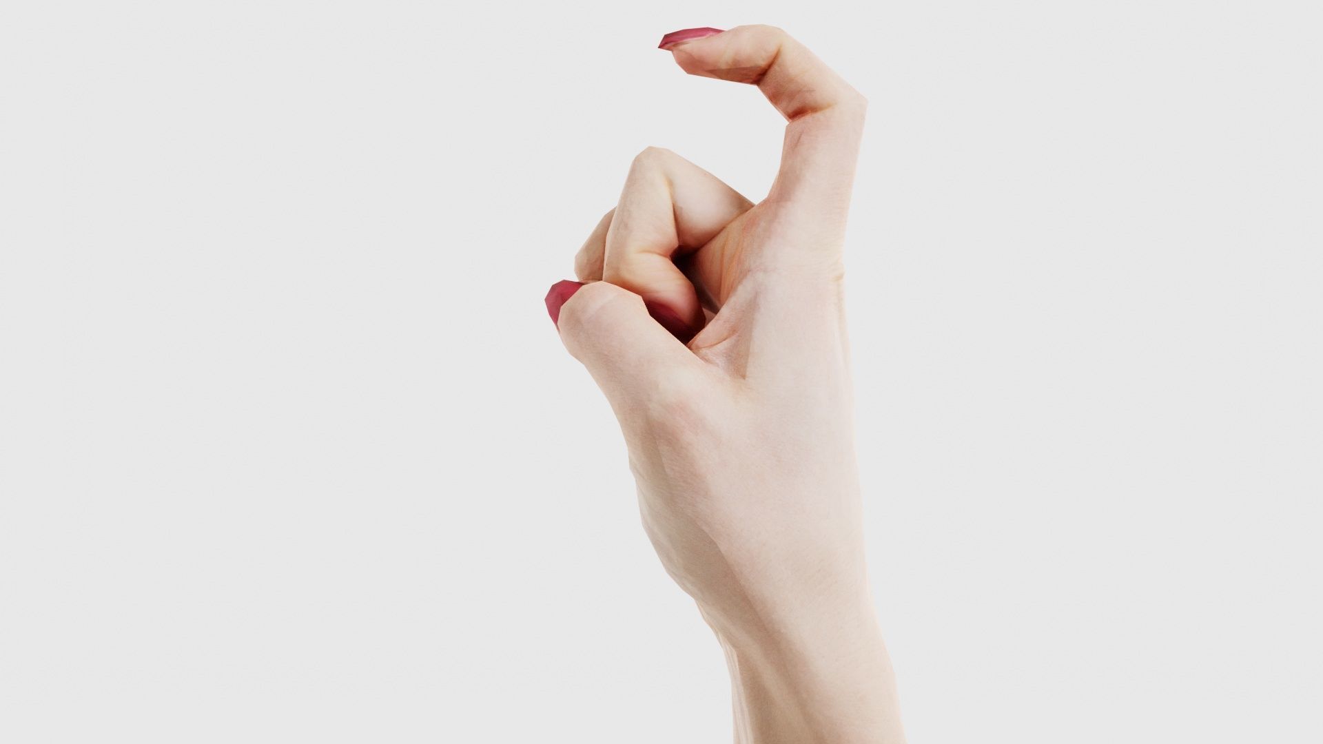 Woman Hand Sign Alphabet X Low-poly 3D model_23