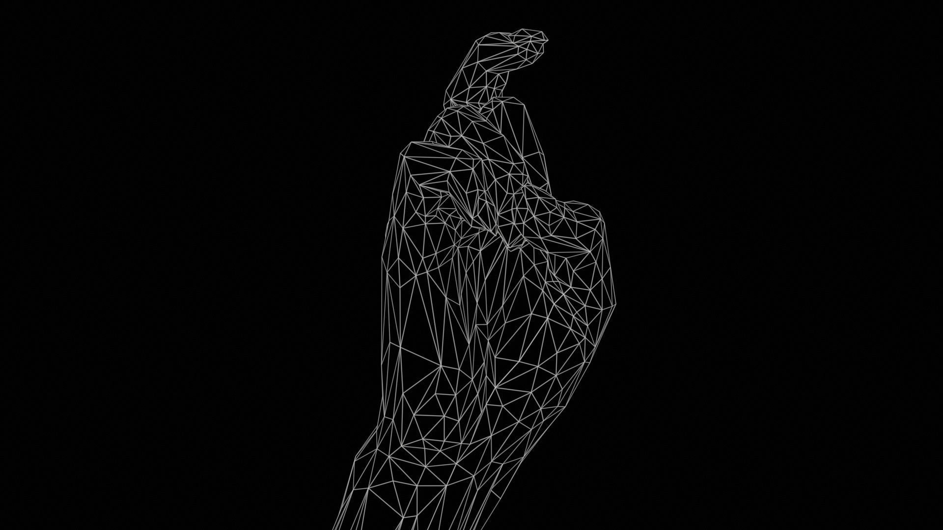 Woman Hand Sign Alphabet X Low-poly 3D model_11