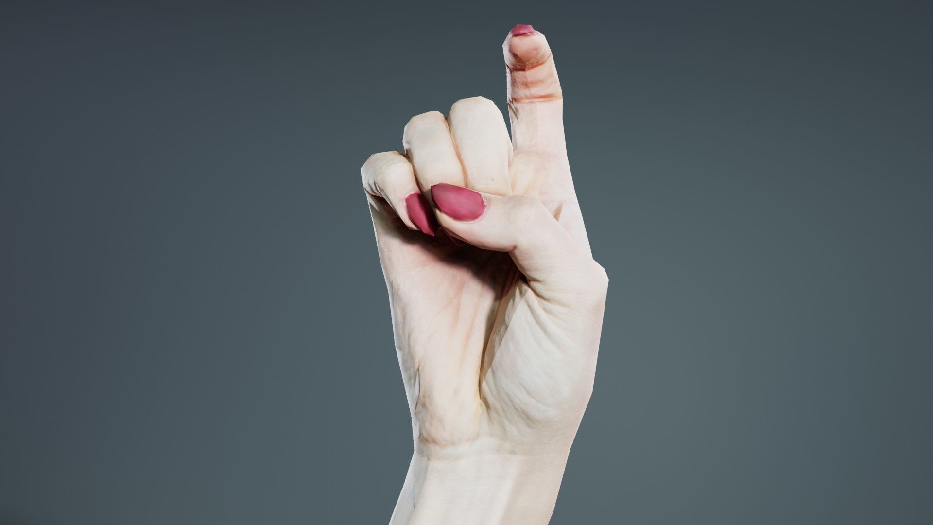 Woman Hand Sign Alphabet X Low-poly 3D model_8