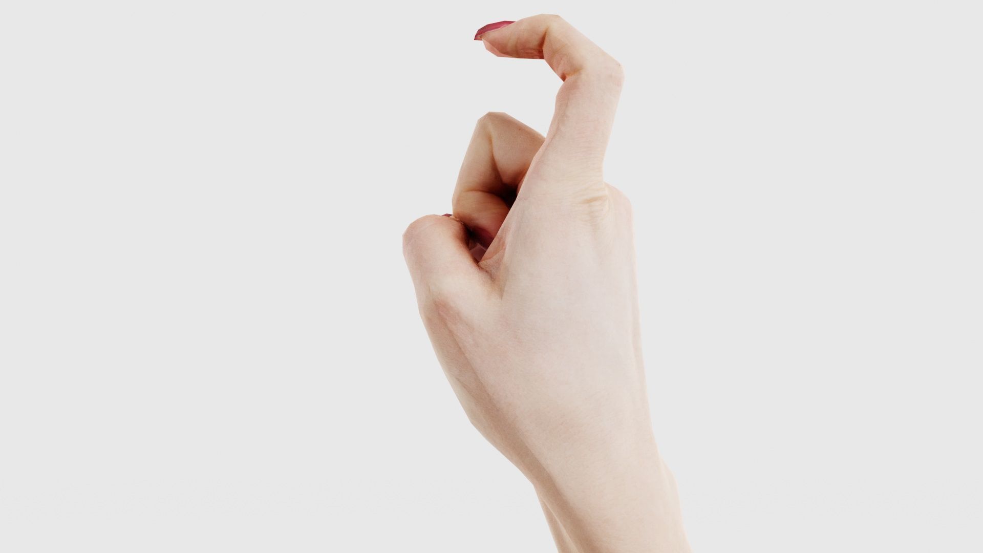 Woman Hand Sign Alphabet X Low-poly 3D model_22