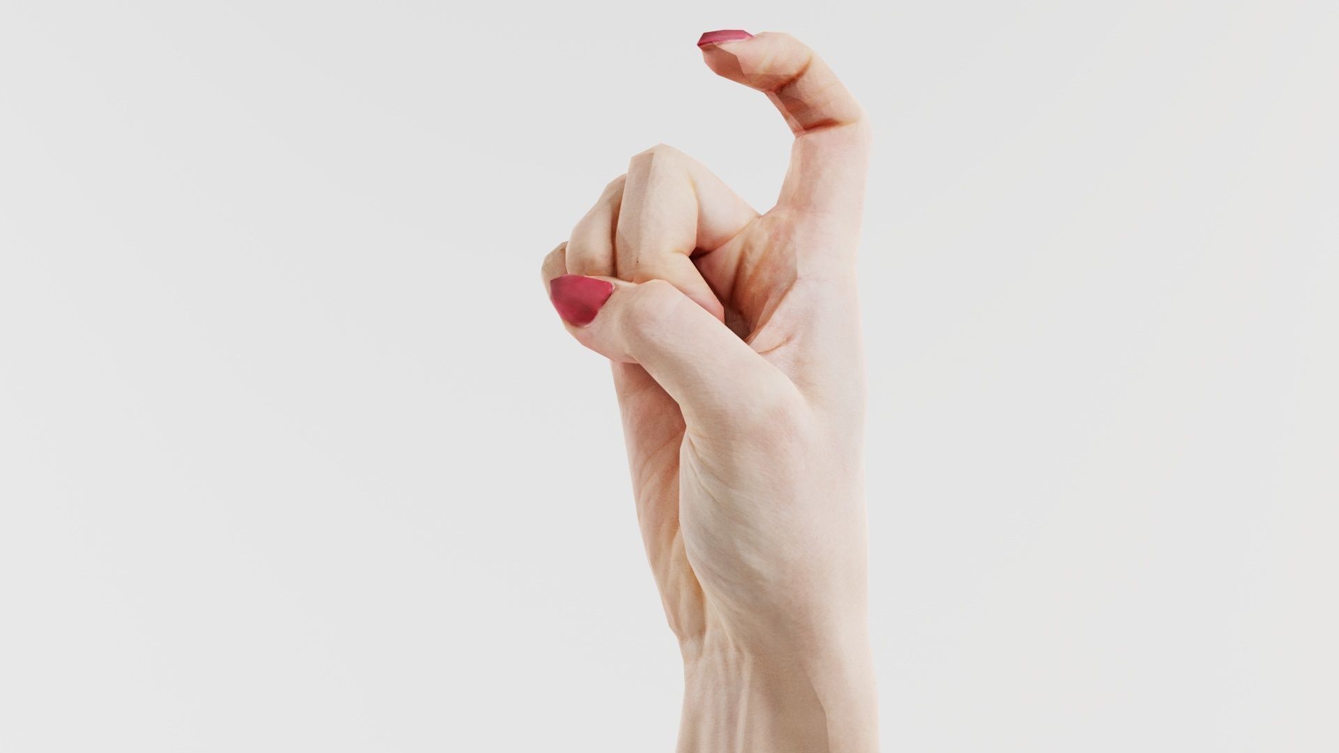 Woman Hand Sign Alphabet X Low-poly 3D model_5