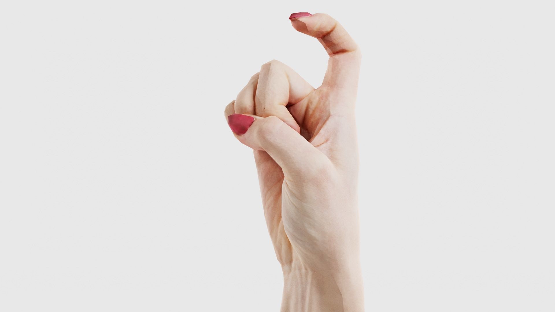 Woman Hand Sign Alphabet X Low-poly 3D model_24