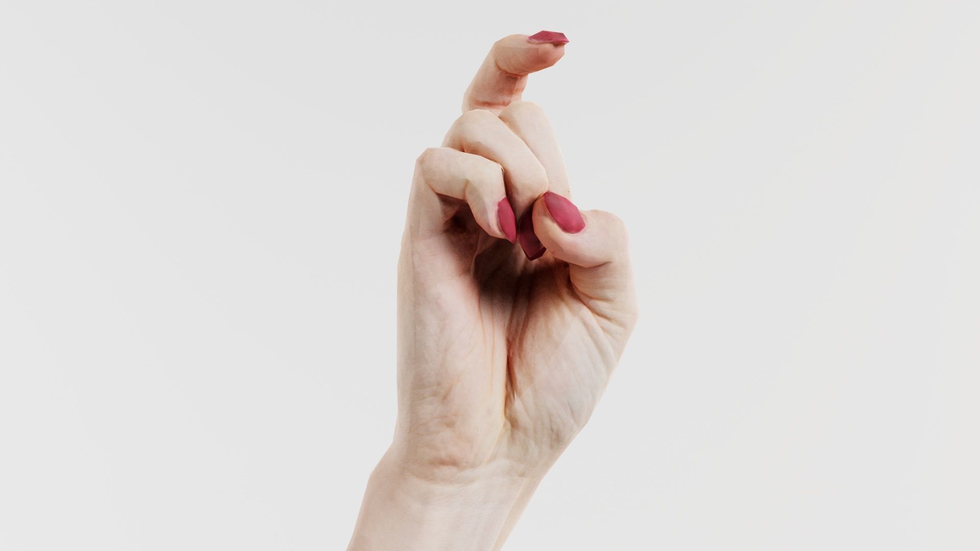 Woman Hand Sign Alphabet X Low-poly 3D model_2