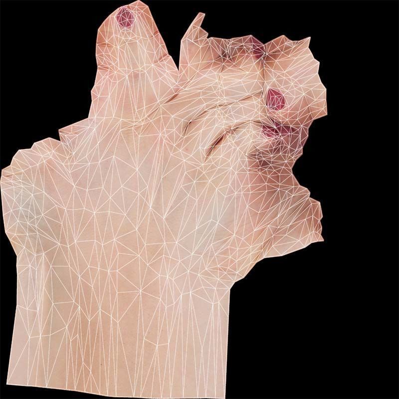 Woman Hand Sign Alphabet X Low-poly 3D model_14