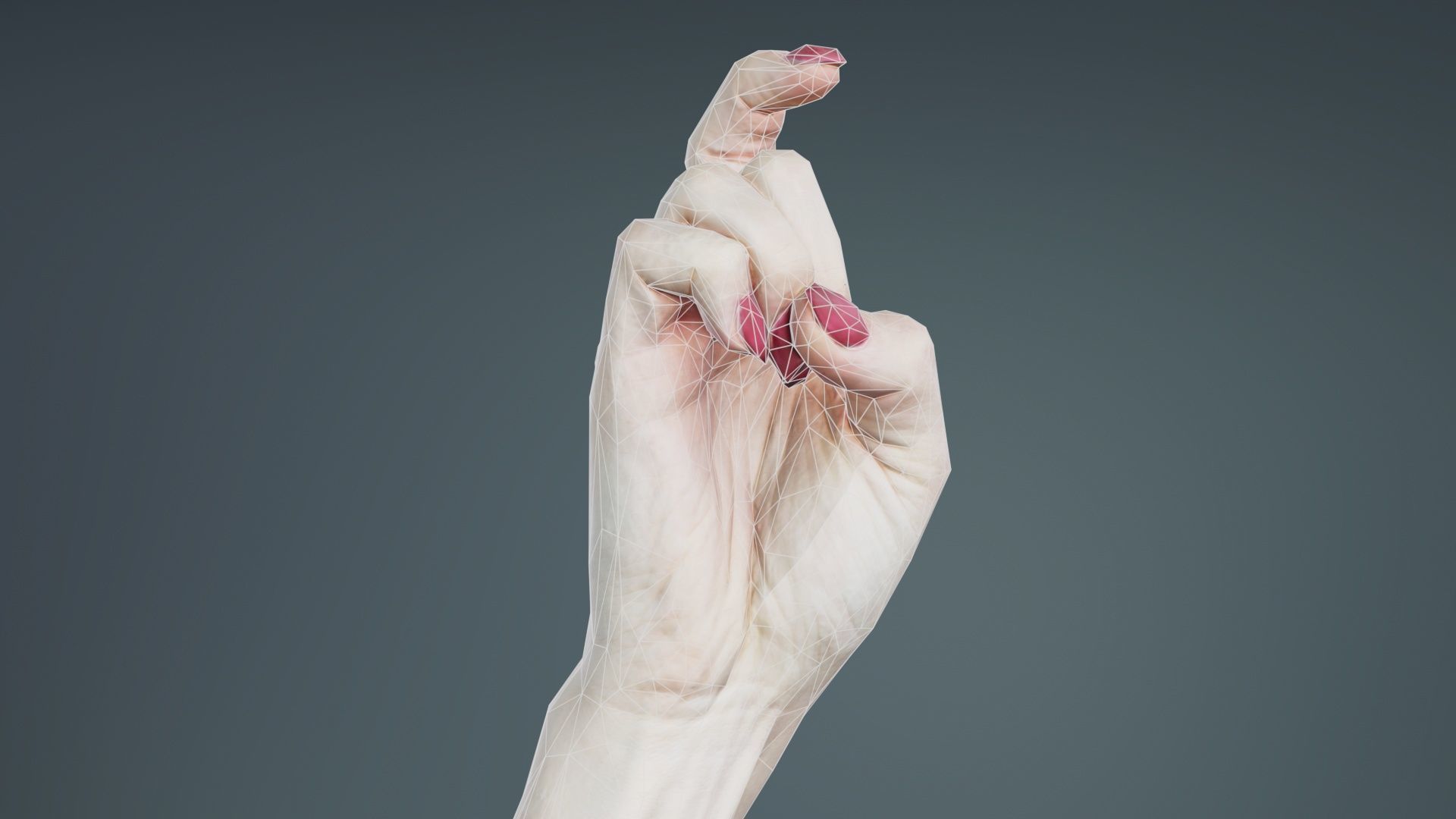 Woman Hand Sign Alphabet X Low-poly 3D model_9