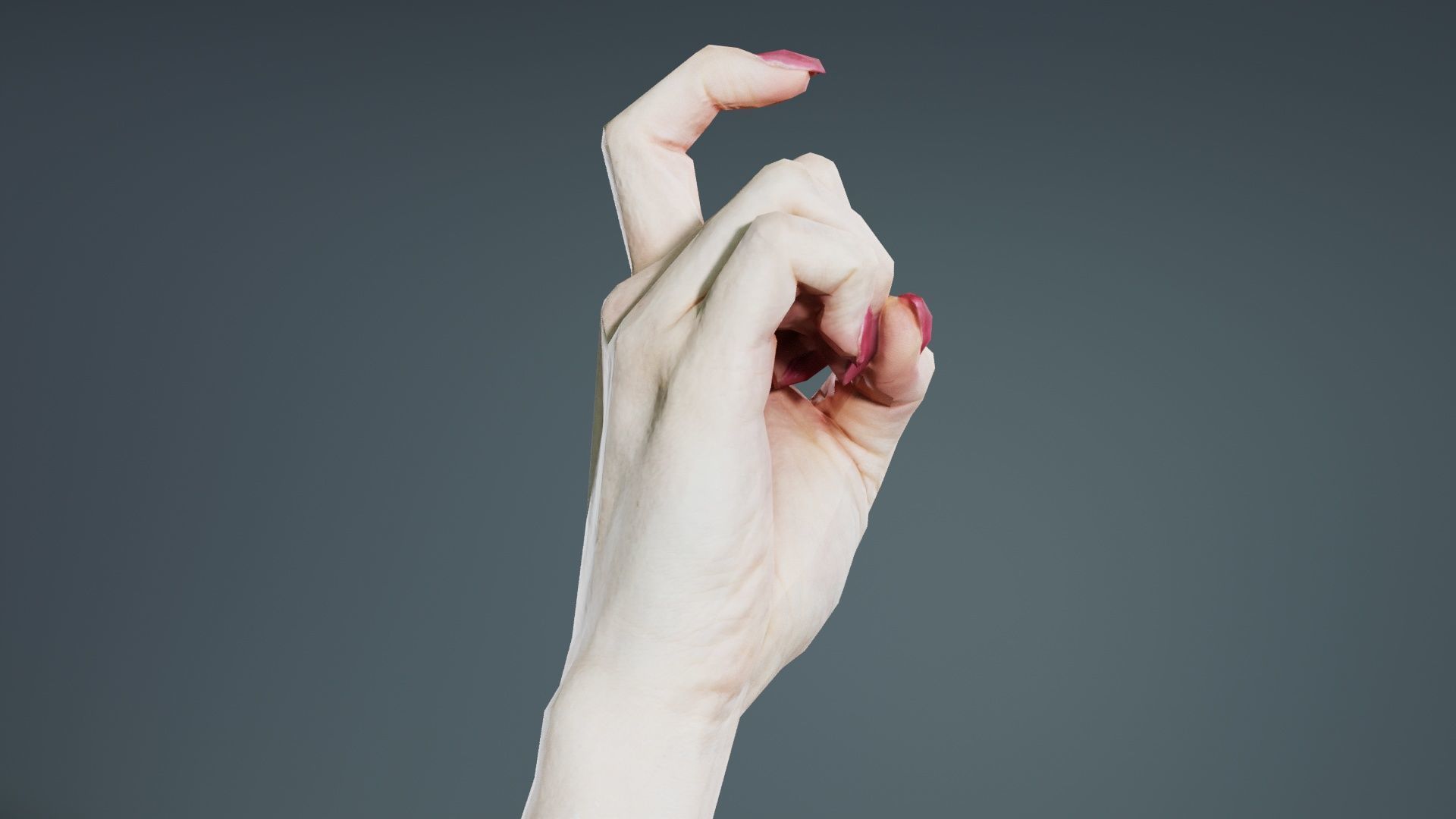 Woman Hand Sign Alphabet X Low-poly 3D model_4