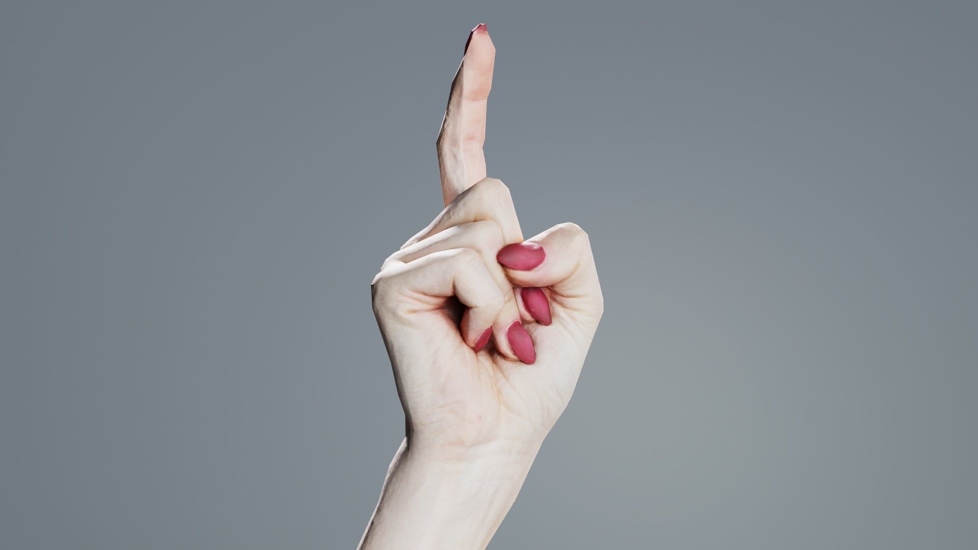 Woman Hand Sign Alphabet Z Low-poly 3D model_4